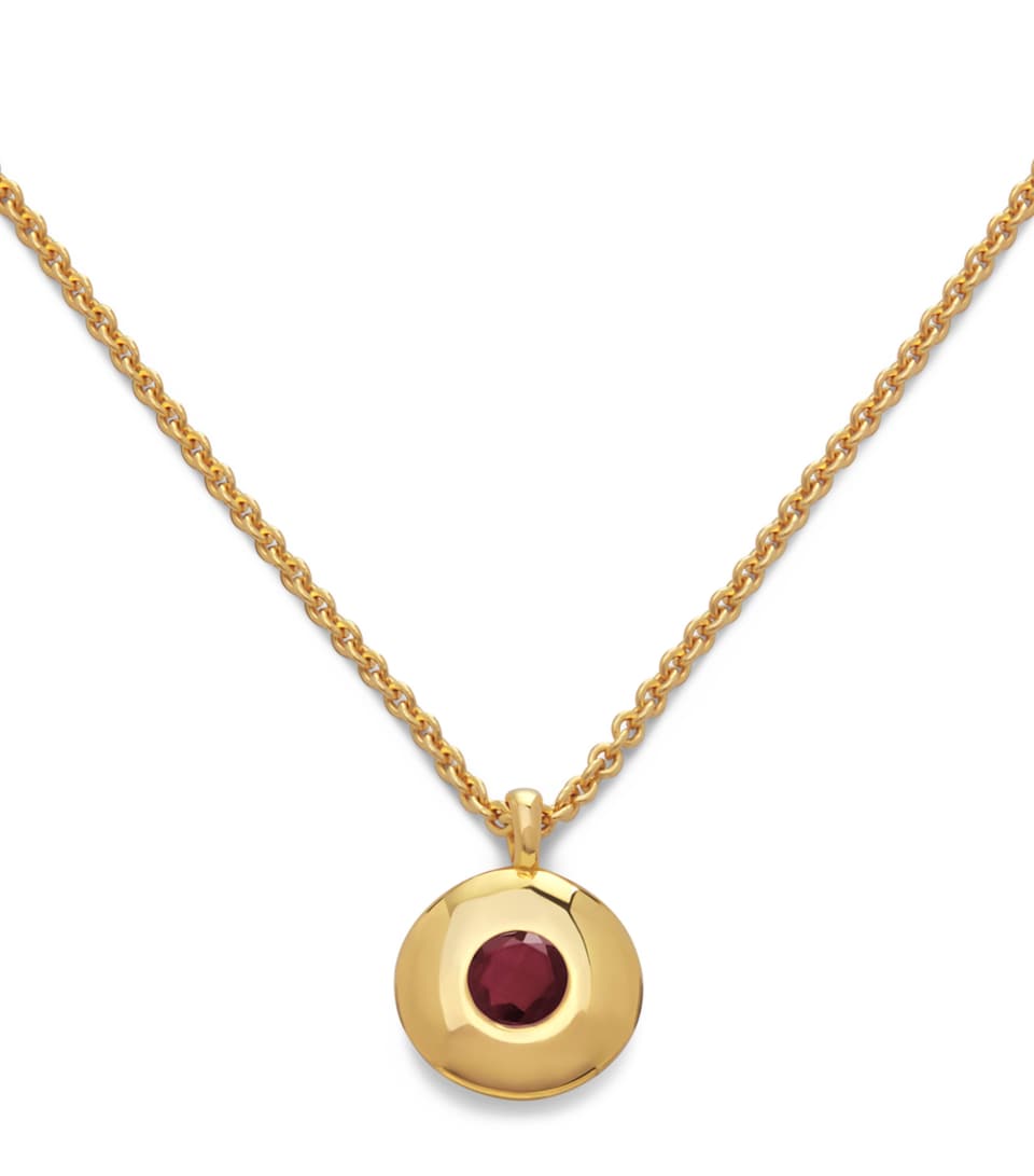 Monica Vinader Gold Vermeil and Ruby July Birthstone Necklace Gold Vermeil