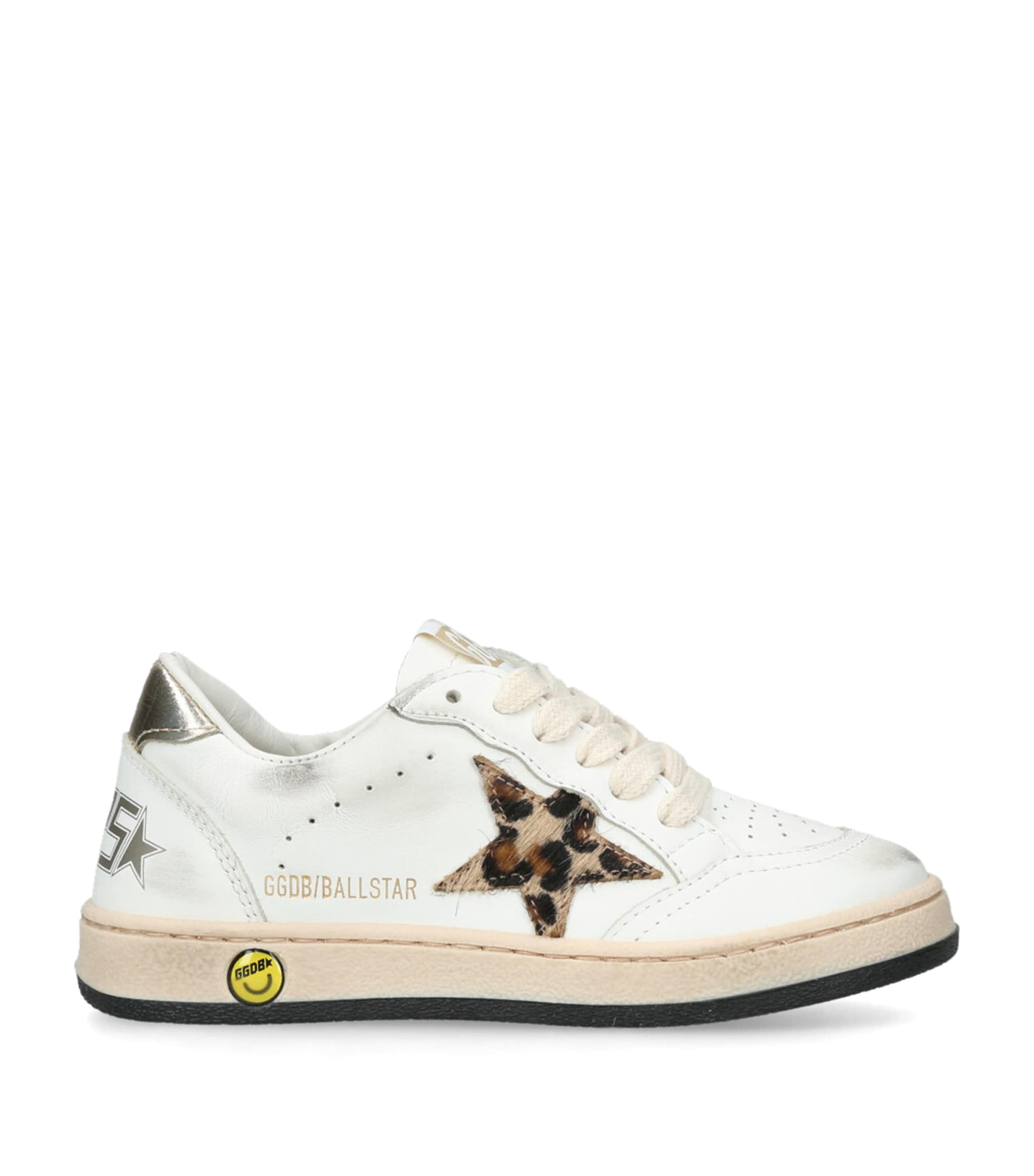 Golden Goose Leather Ball Star Leopard Sneakers White/comb