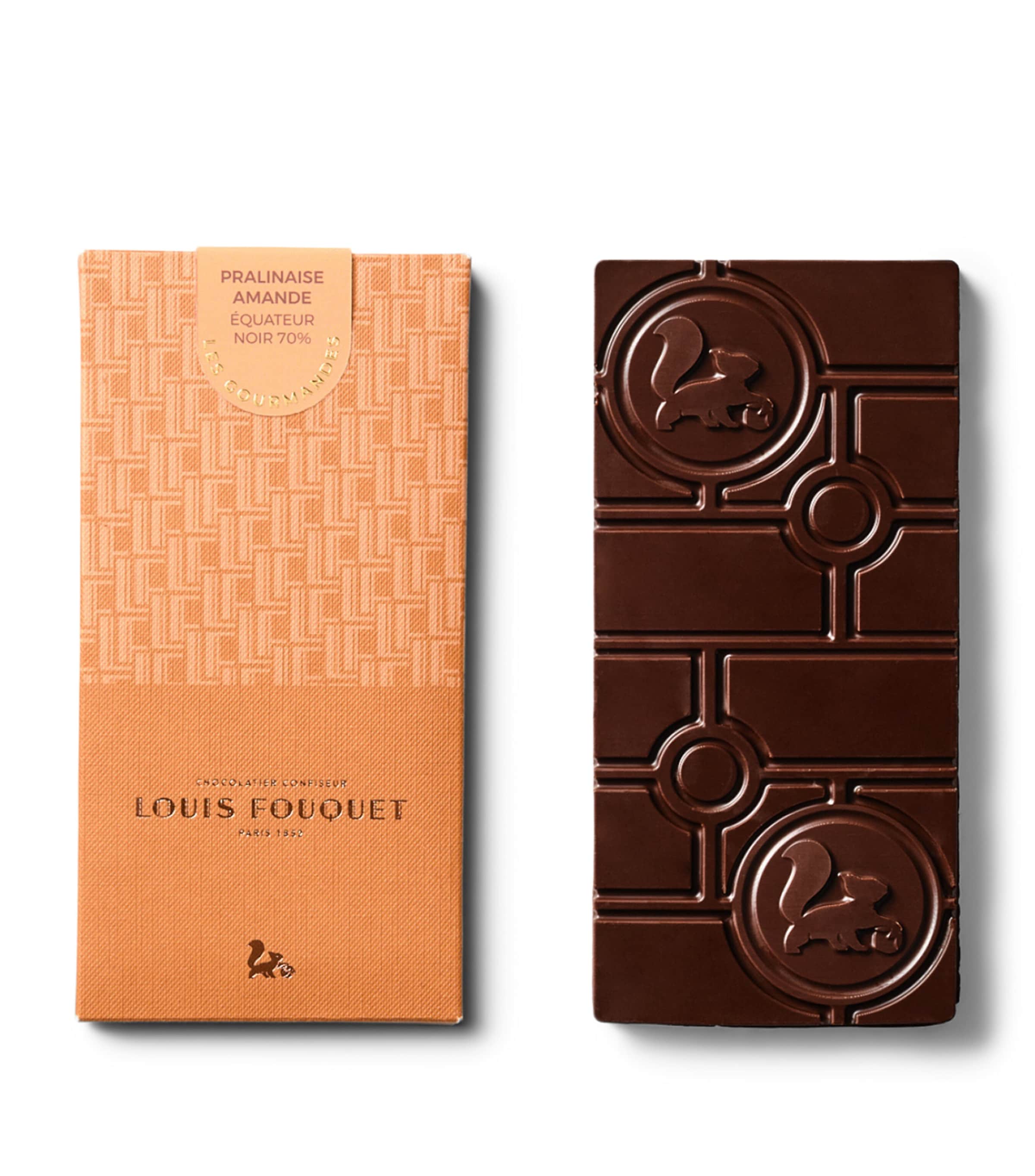 Louis Fouquet Almond Praline Dark Chocolate Bar (120g) Brown