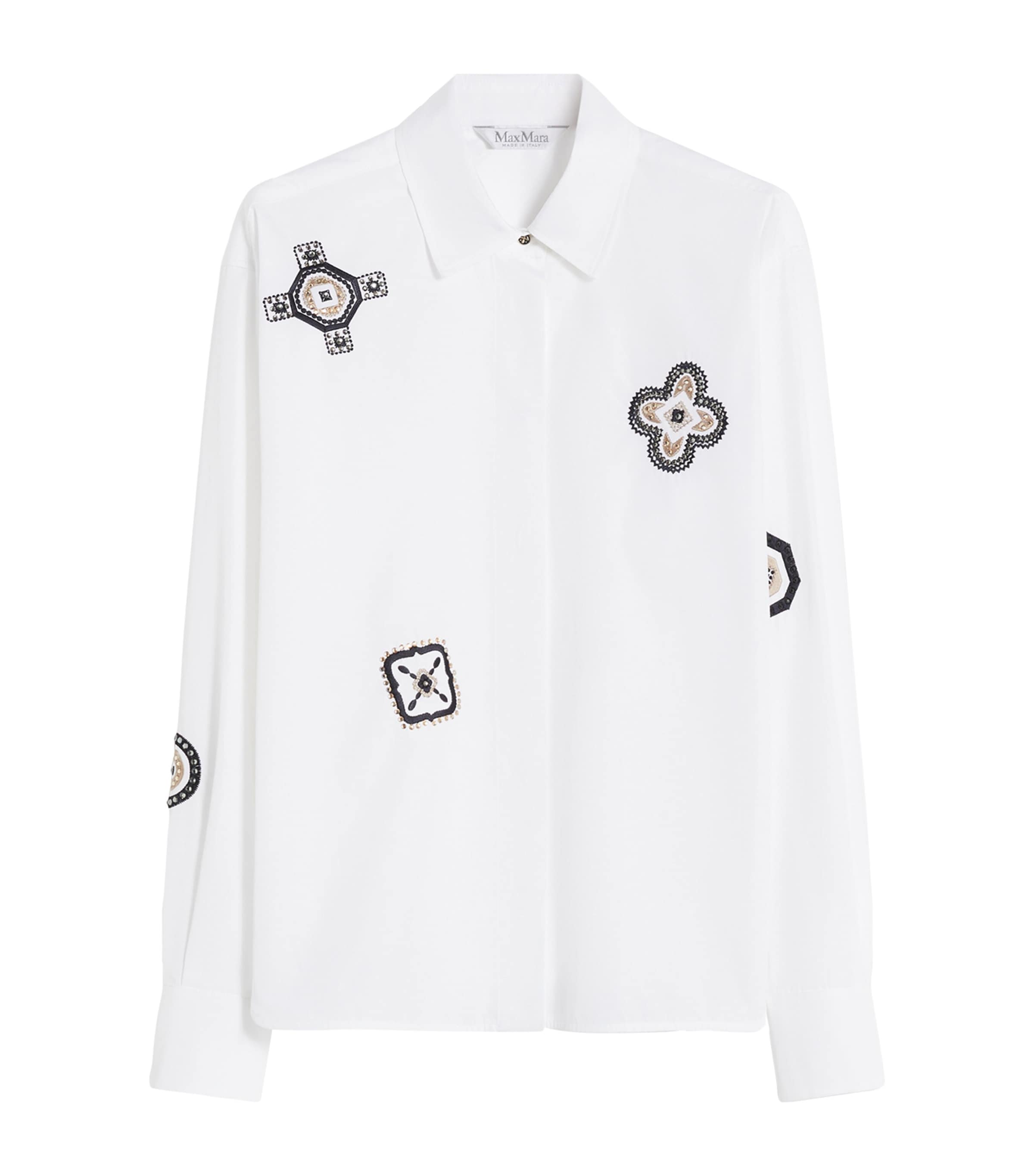 Cotton Poplin Embroidered Shirt