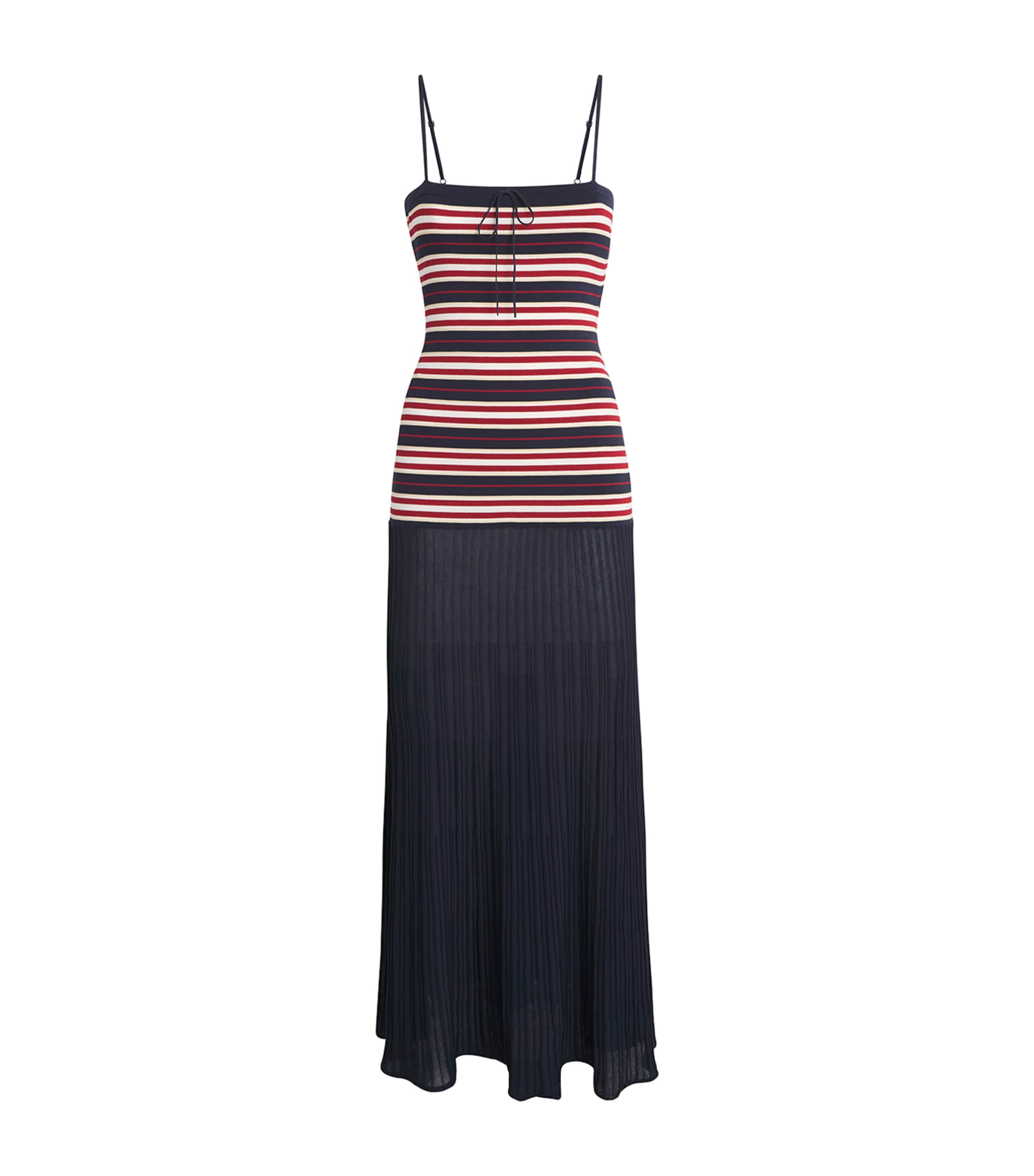 Faithfull The Brand Womens Doris Knitted Maxi Dress Cila Stripe Navy