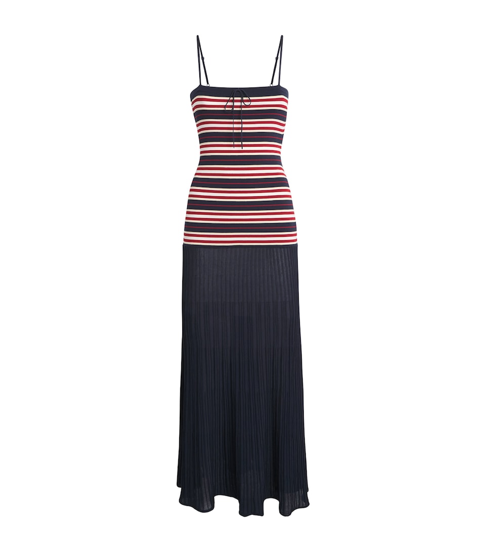 Faithfull The Brand Womens Doris Knitted Maxi Dress Cila Stripe Navy