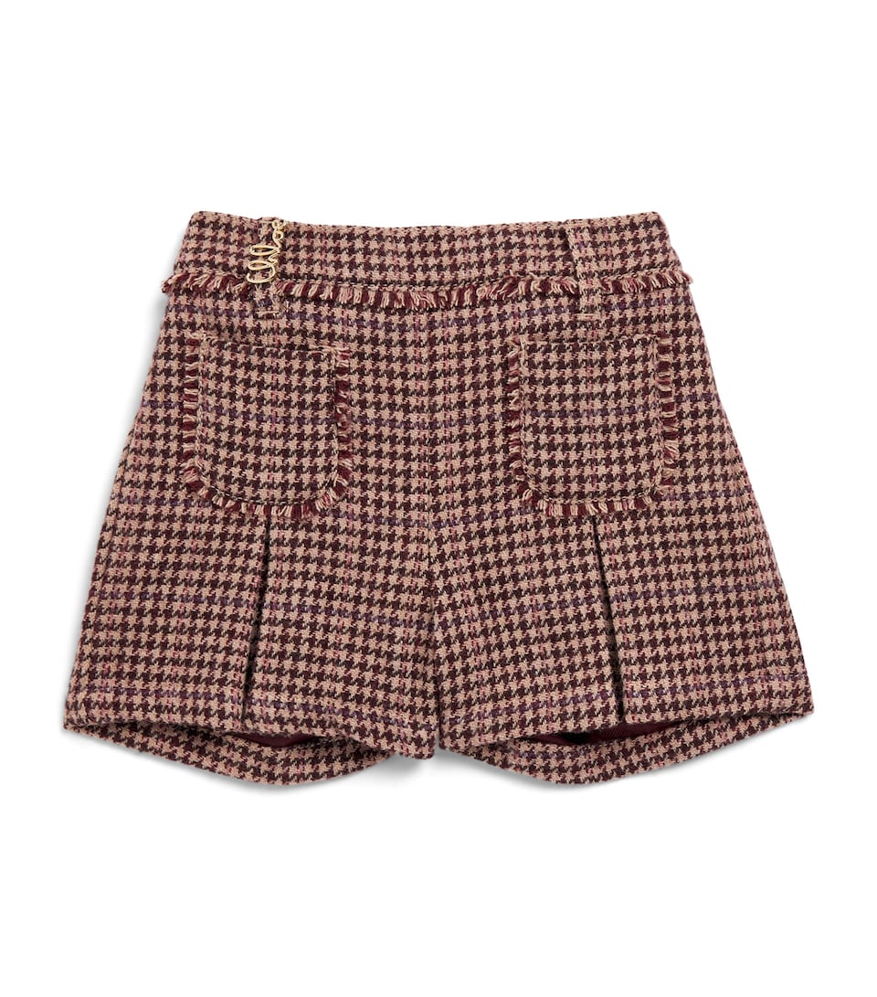 Chloé Kids Wool Houndstooth Shorts (6 Months-3 Years) Stone Choc Vbr
