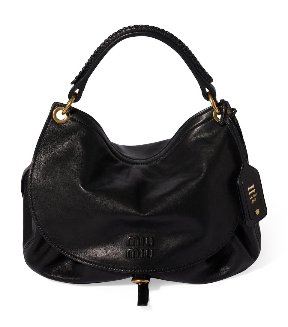 Miu Miu Leather Rendez-Vous Shoulder Bag Black