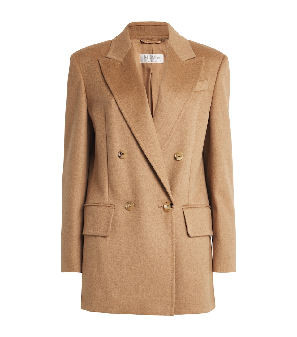 Max Mara Womens Camel Hair Double-Breasted Blazer Camel