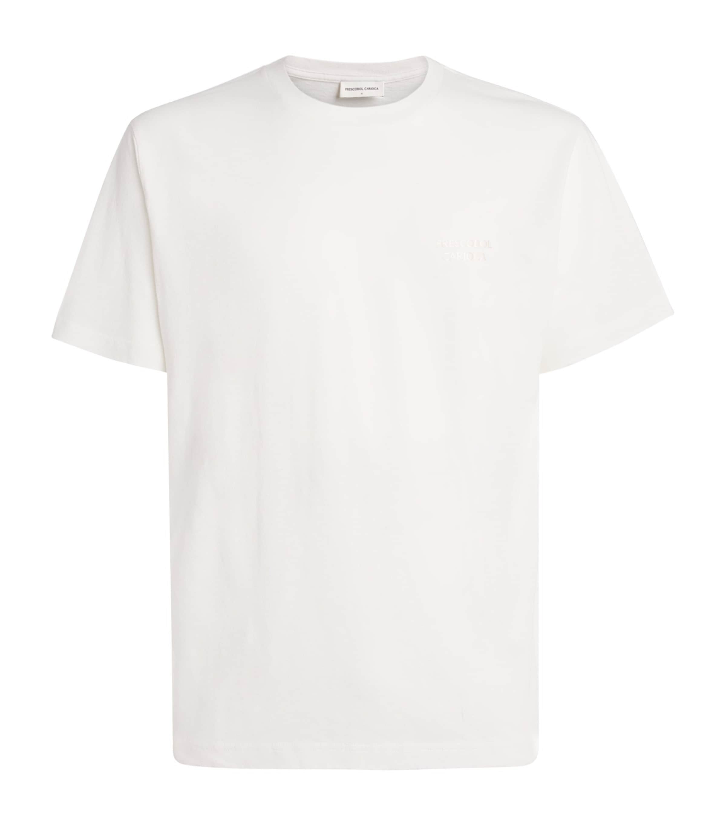 Frescobol Carioca Mens Cotton-Linen Dinis T-Shirt Cream