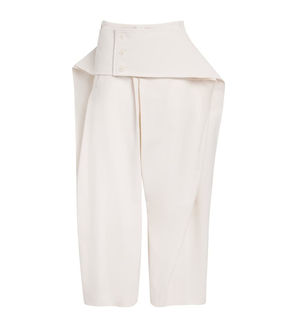 Issey Miyake Womens Grainy Pants Tailored Trousers Off White