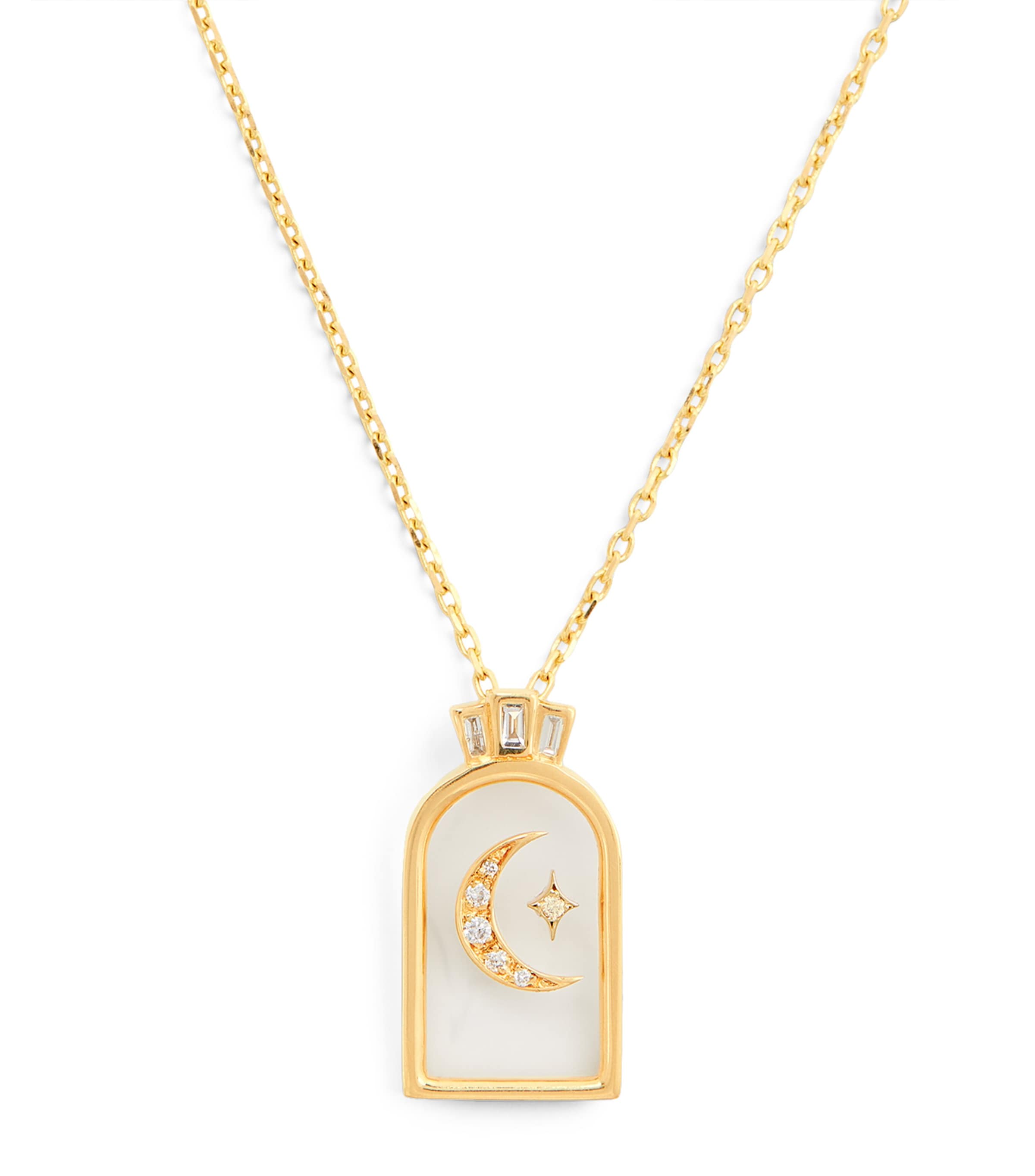 Yellow Gold and Diamond Biladi Hilal Necklace