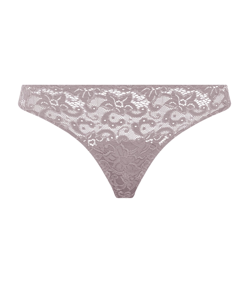 Hanro Womens Lace Moments Thong Stormy Rose