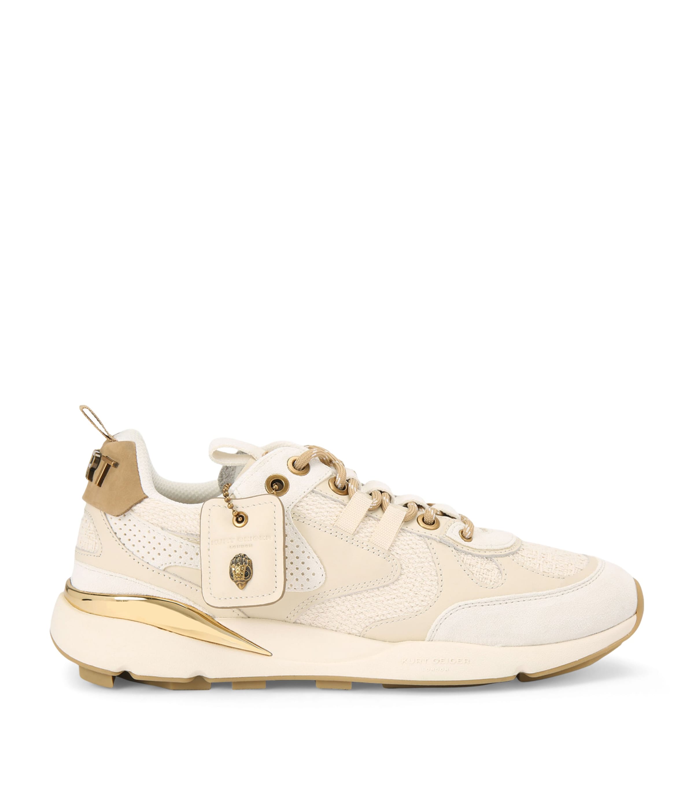 Kurt Geiger London Suede-Trim Runner Low-Top Sneakers Cream Comb