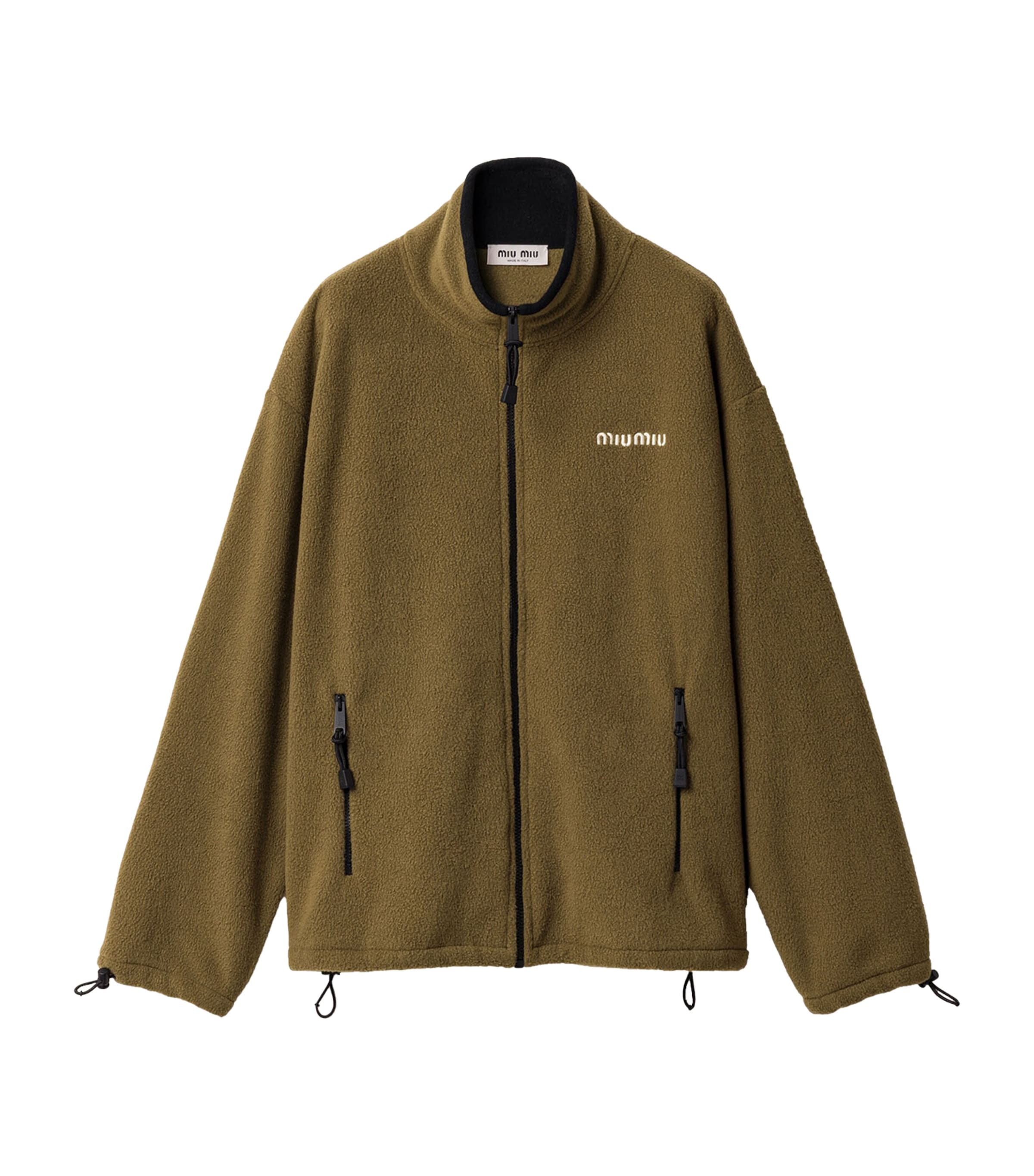 Miu Miu Womens Fleece Zip-Up Jacket Green