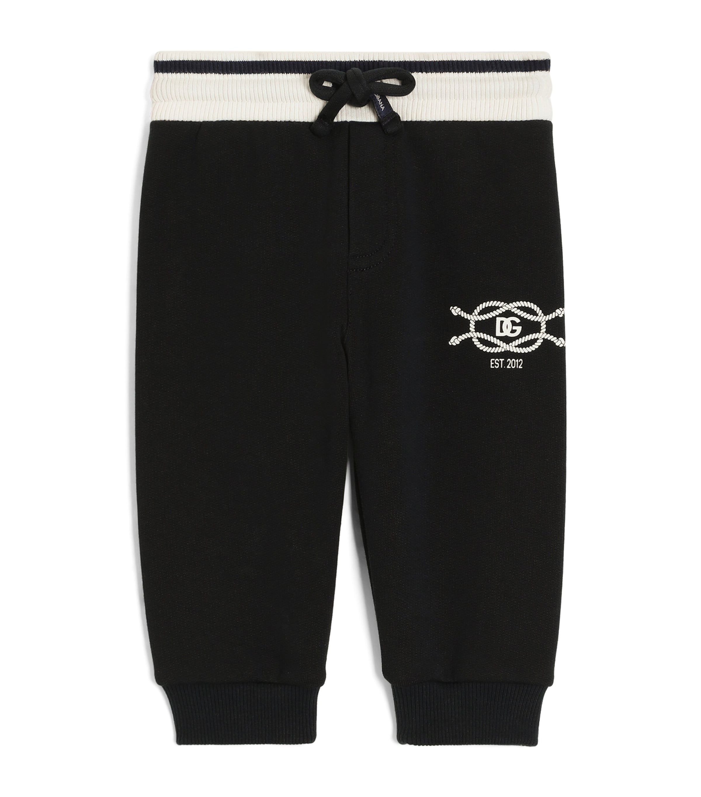 Dolce&Gabbana Kids Cotton Logo Drawstring Trousers (3-30 Months) Very Dark Bl