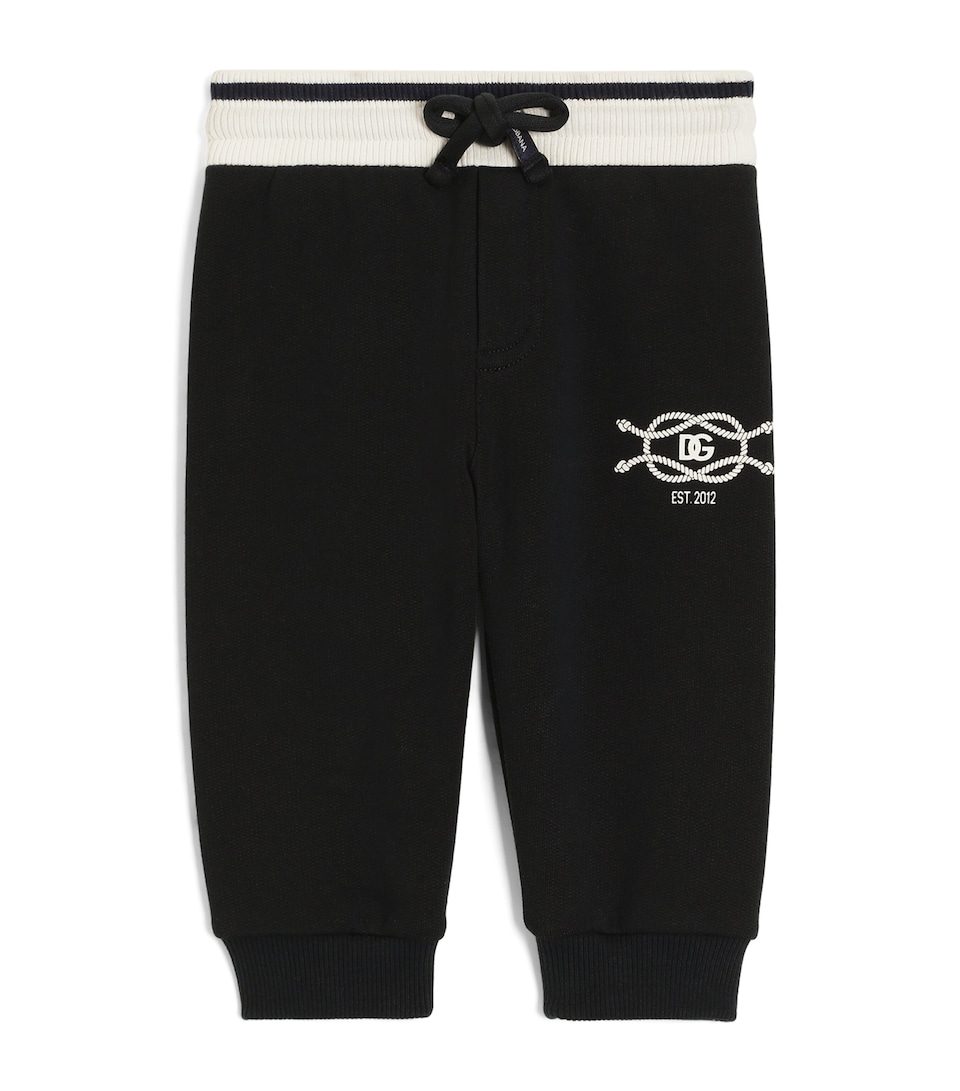 Dolce&Gabbana Kids Cotton Logo Drawstring Trousers (3-30 Months) Very Dark Bl