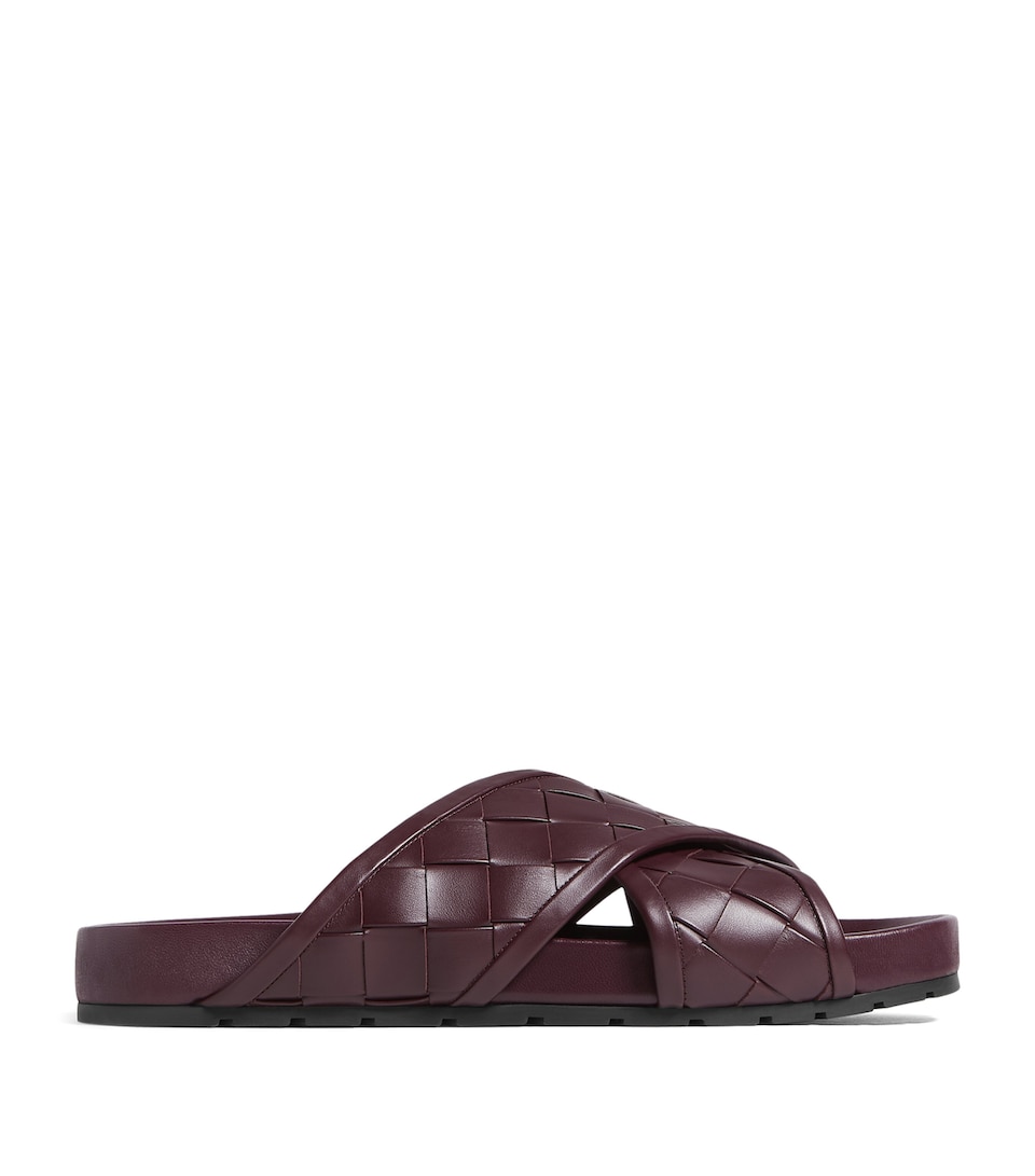 Bottega Veneta Leather Intrecciato Tarik Slides