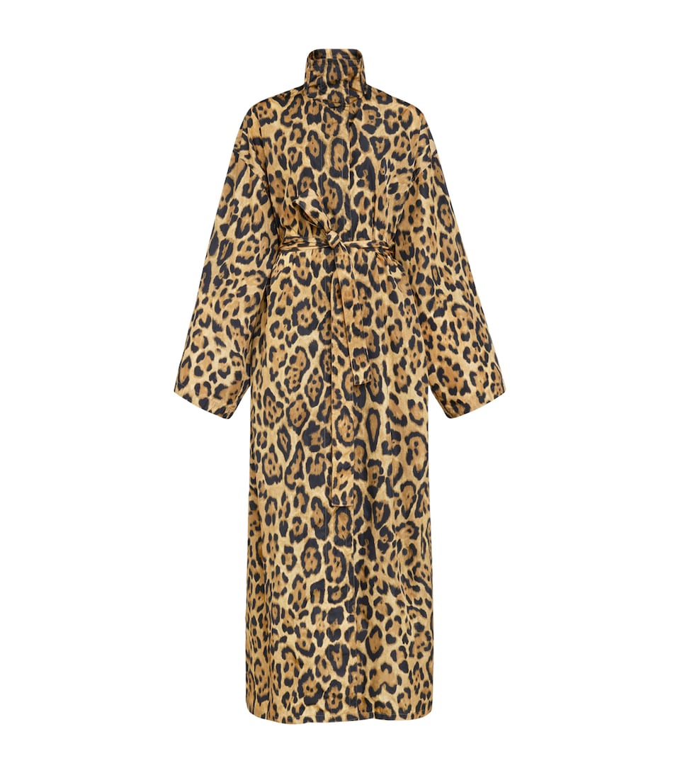 Alaïa Womens Leopard-Print Trench Coat Noir/caramel