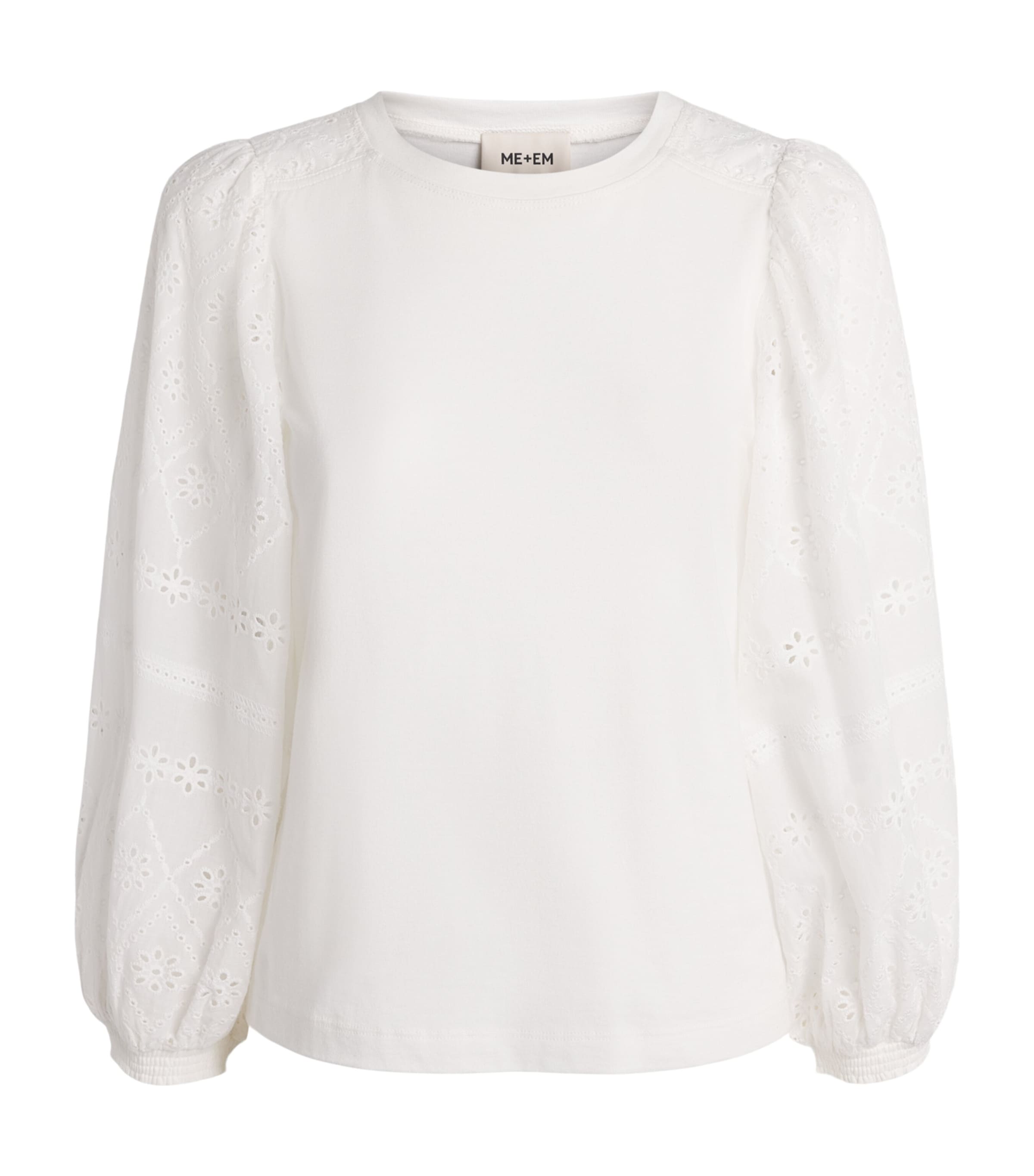 ME+EM Womens Broderie Anglaise Blouse Soft White