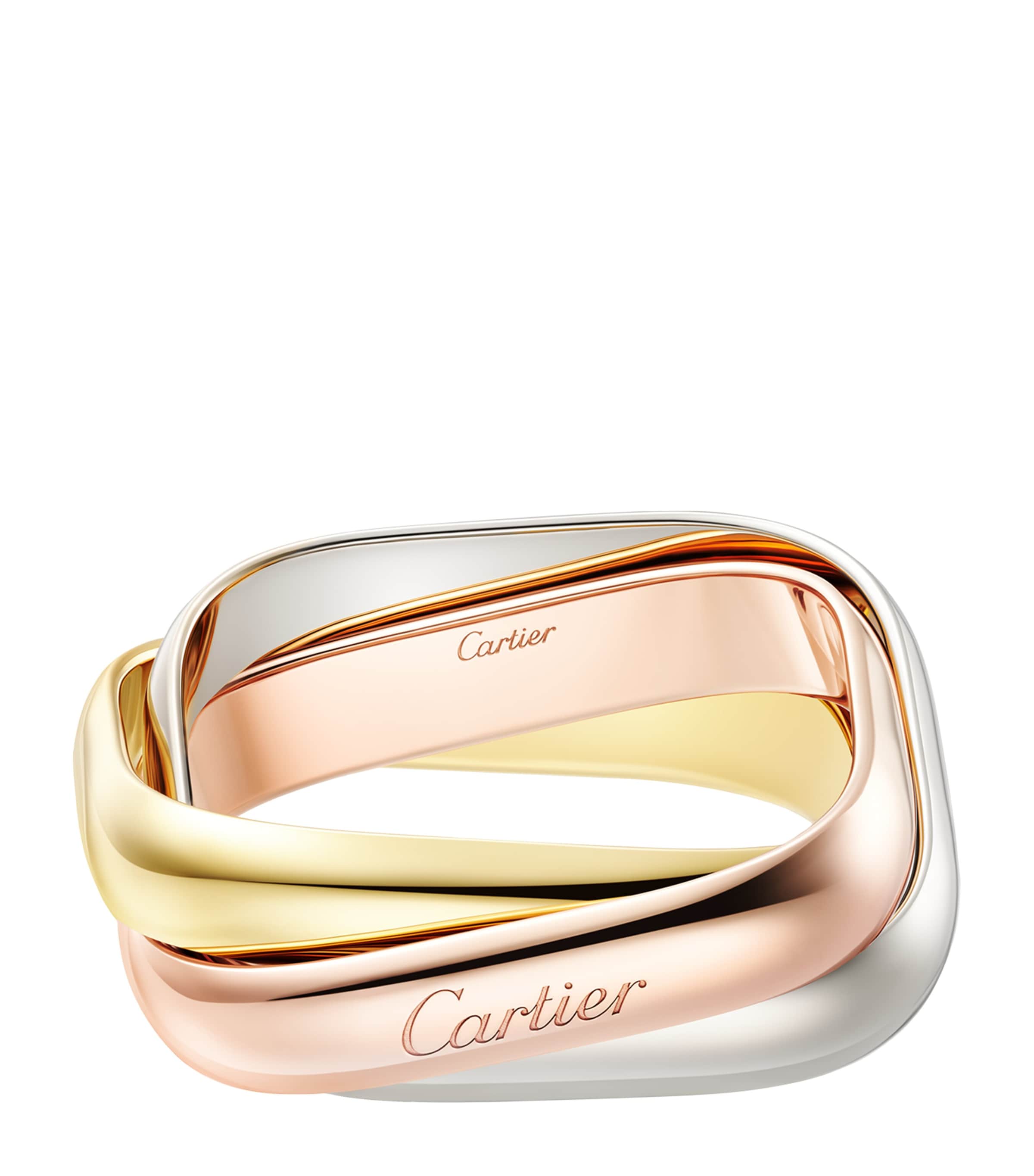 Cartier Small White, Yellow and Rose Gold Trinity Ring