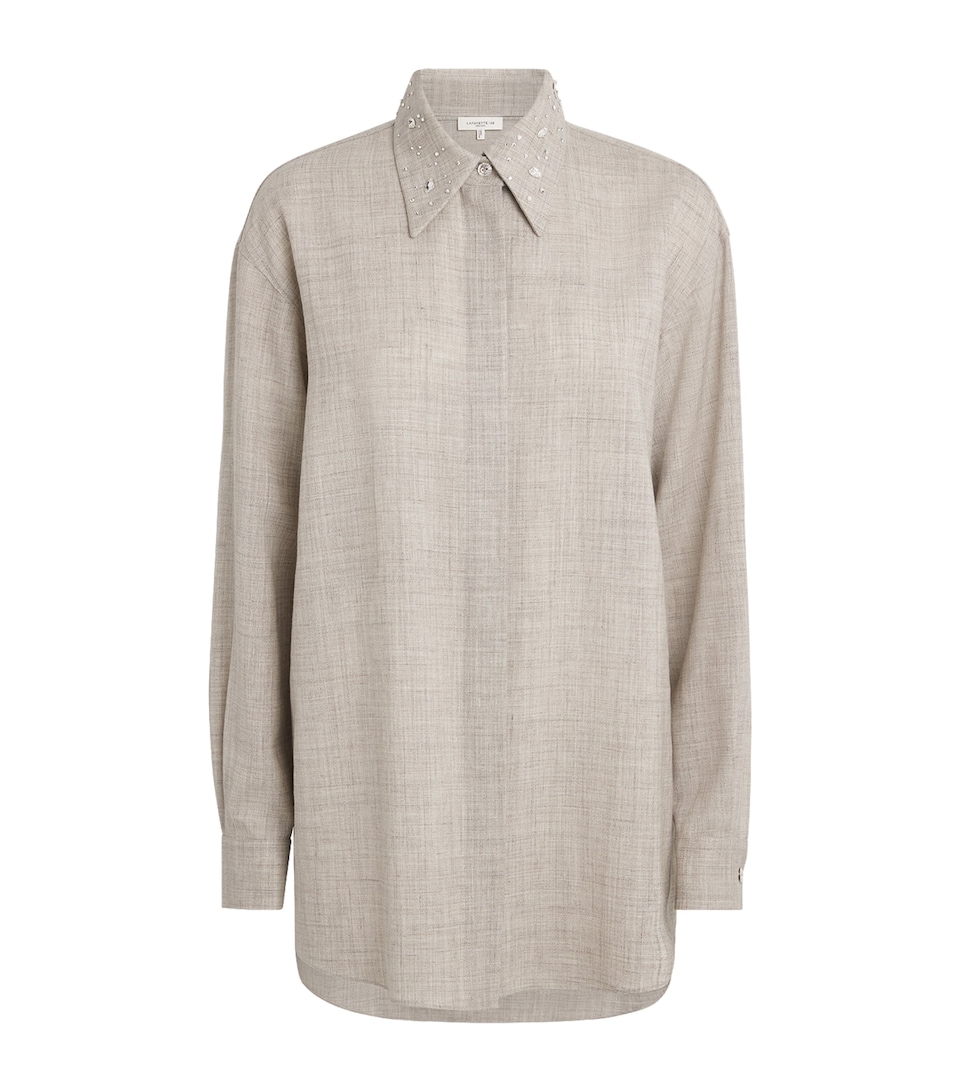 Wool-Silk-Linen Embellished Shirt