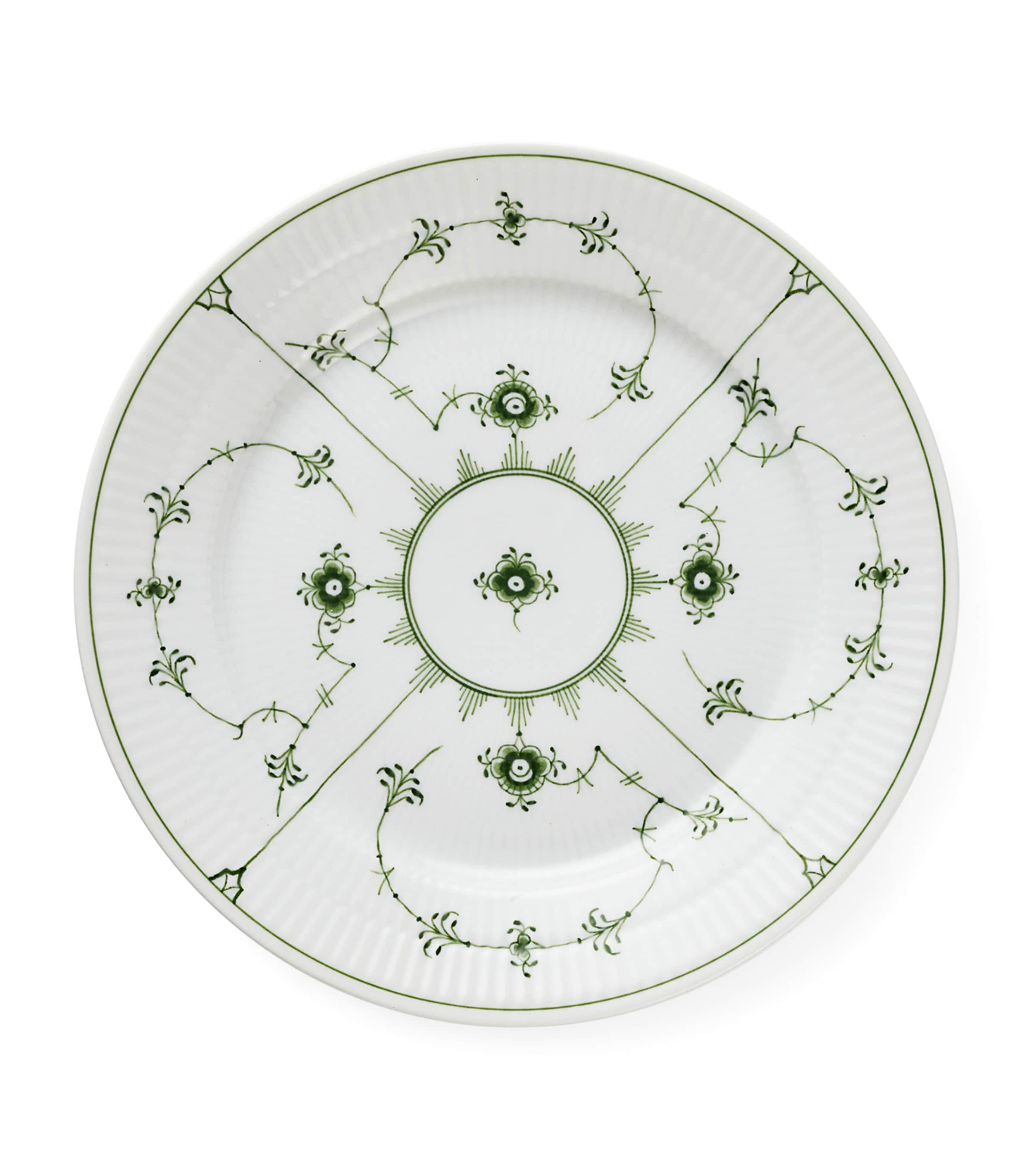 Royal Copenhagen Porcelain Green Fluted Plain Plate (22cm) Green