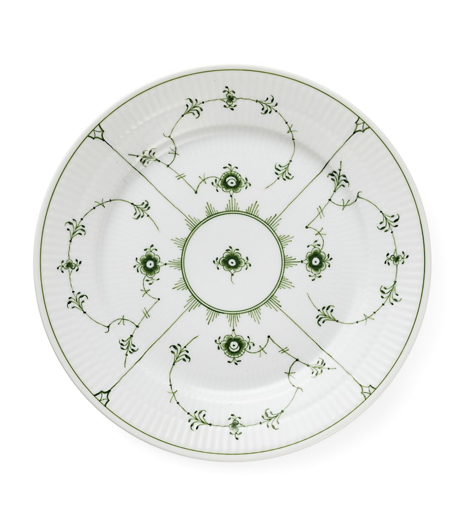 Royal Copenhagen Porcelain Green Fluted Plain Plate (22cm) Green