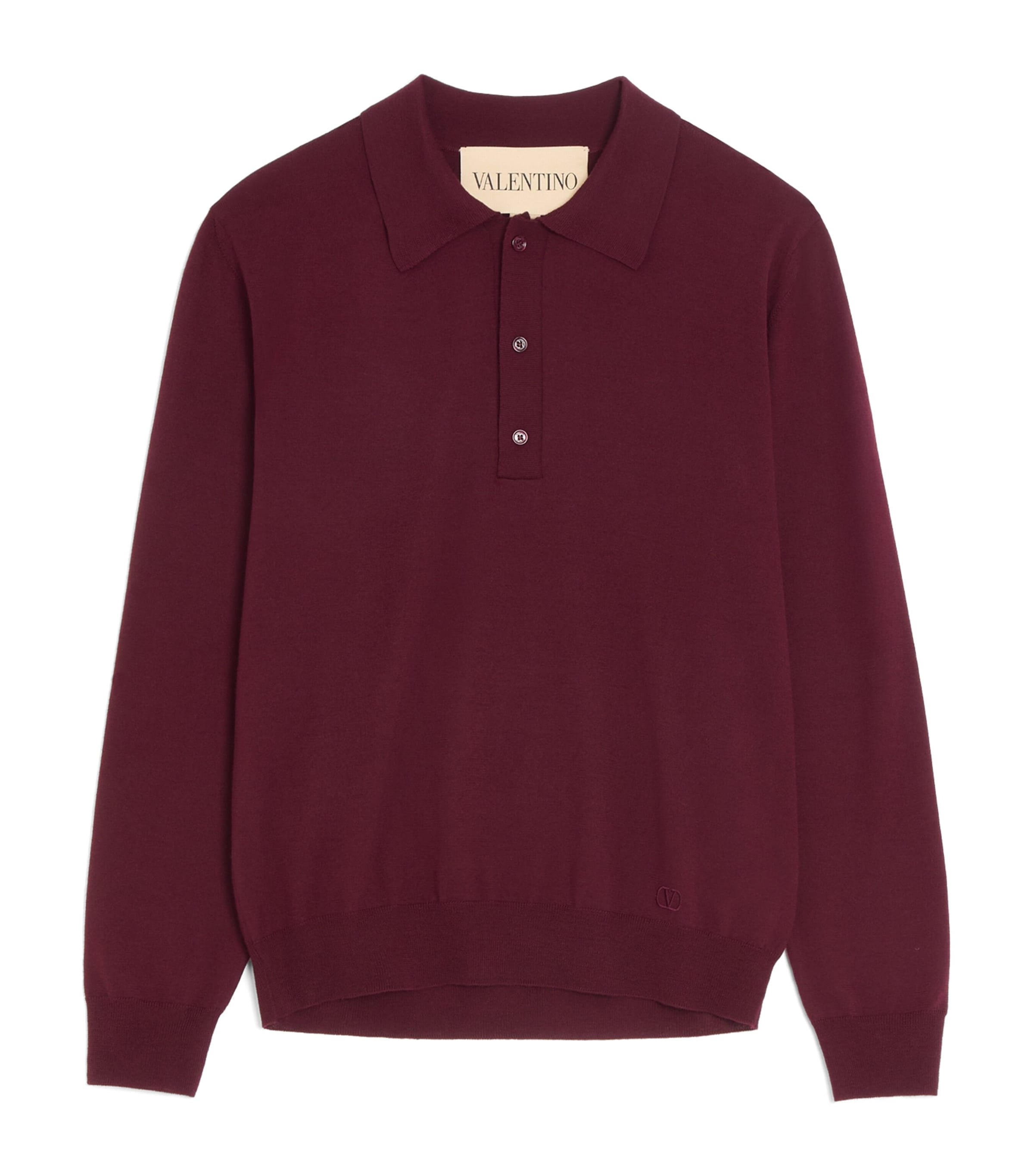 Virgin Wool Long-Sleeve Polo Shirt