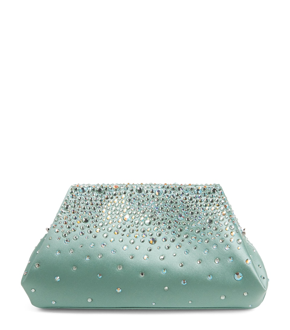 Rodo Satin Embellished Clutch Bag Lichen