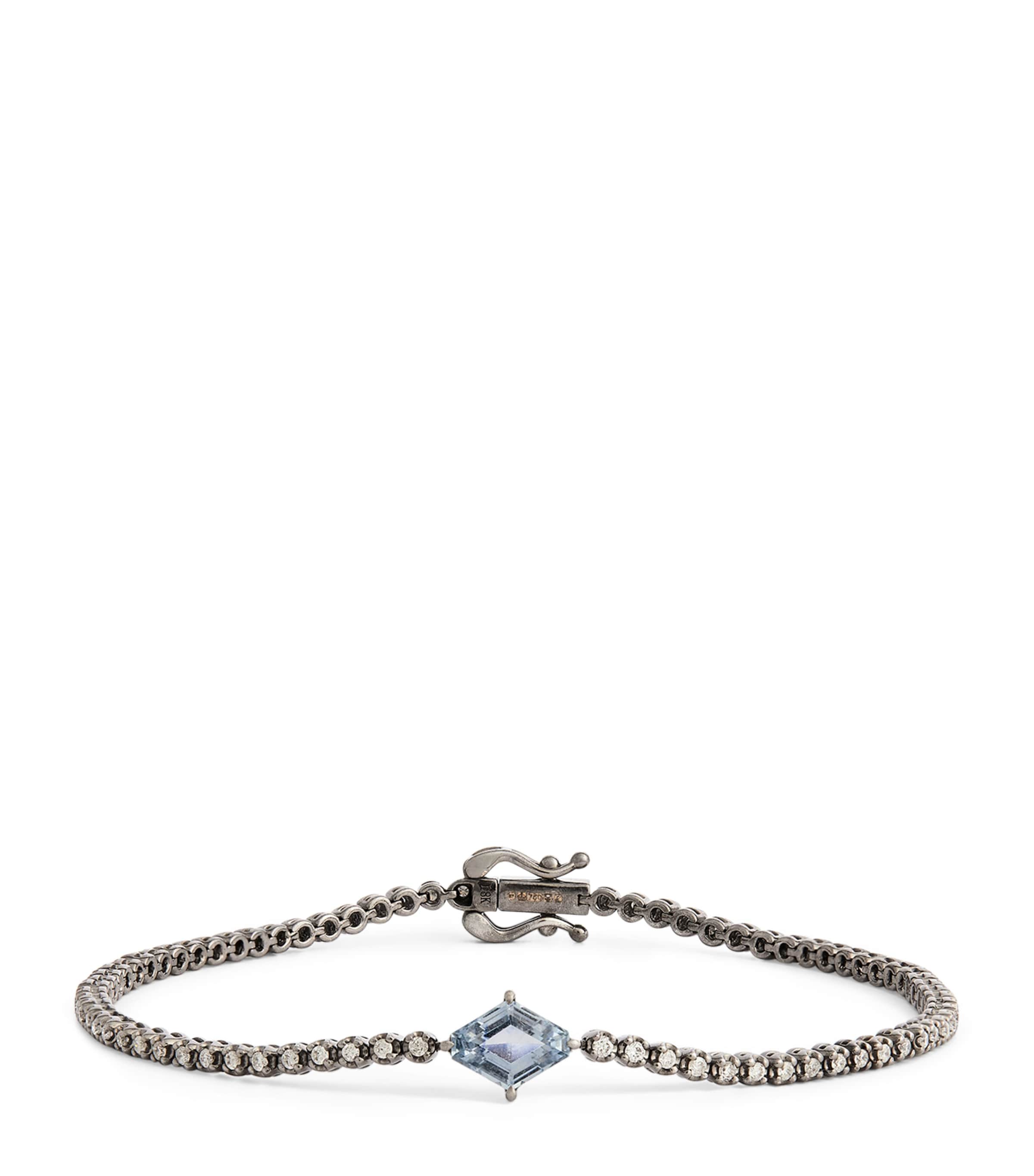 Blackened White Gold, Diamond and Sapphire Kent Bracelet