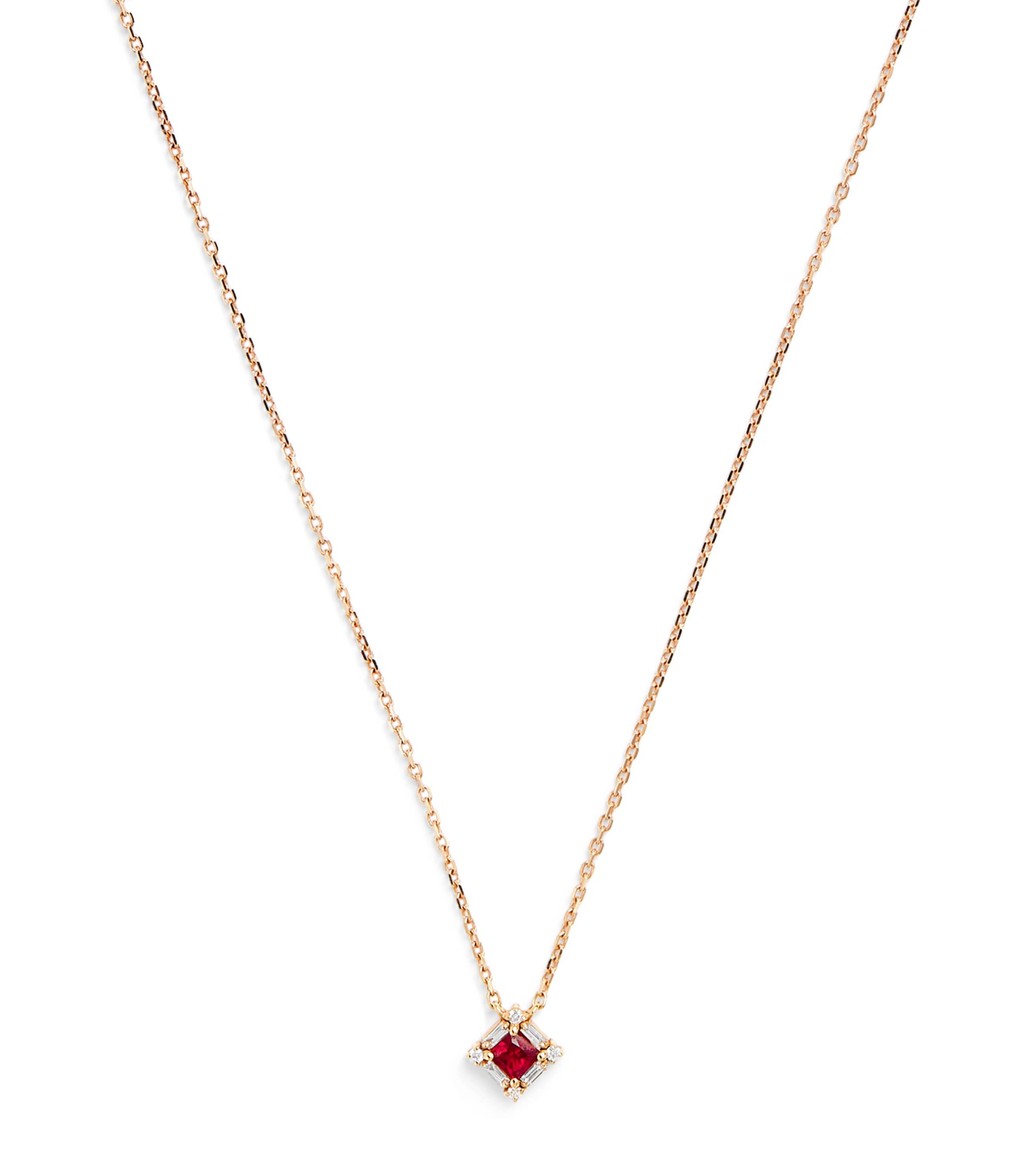 Suzanne Kalan Rose Gold Ruby and Diamond Mini Princess Pendant Necklace Rg/r