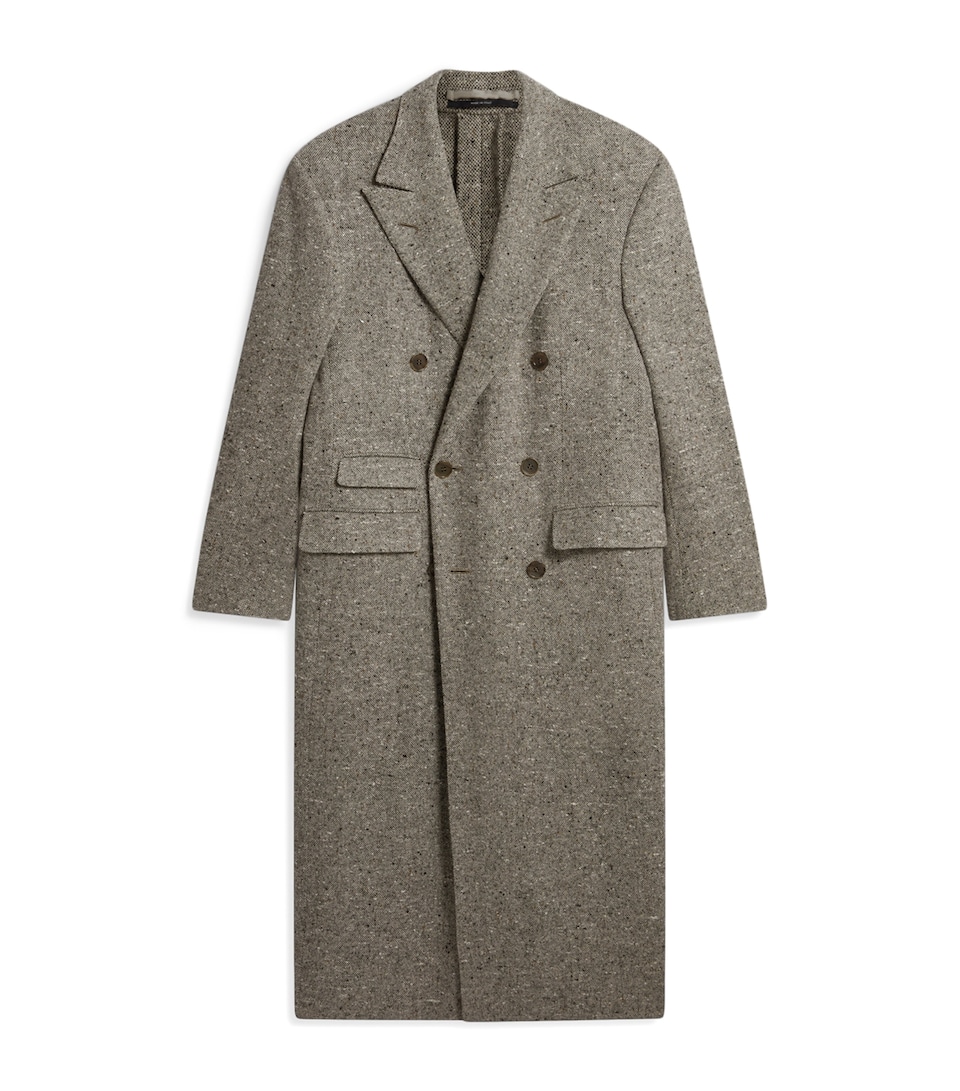 Cashmere Donegal Tweed Double-Breasted Overcoat