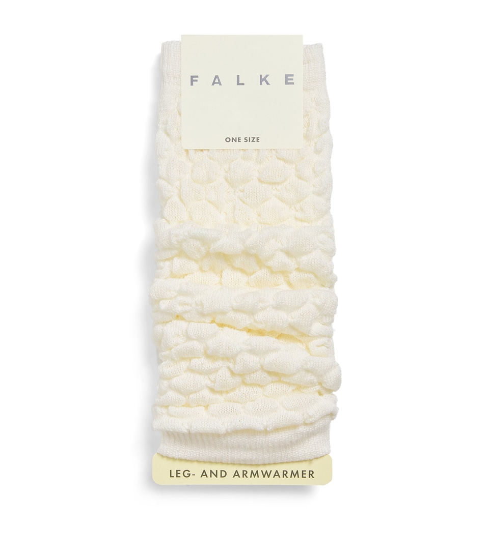Falke Womens Wool-Blend Haze Leg-Warmers Off White
