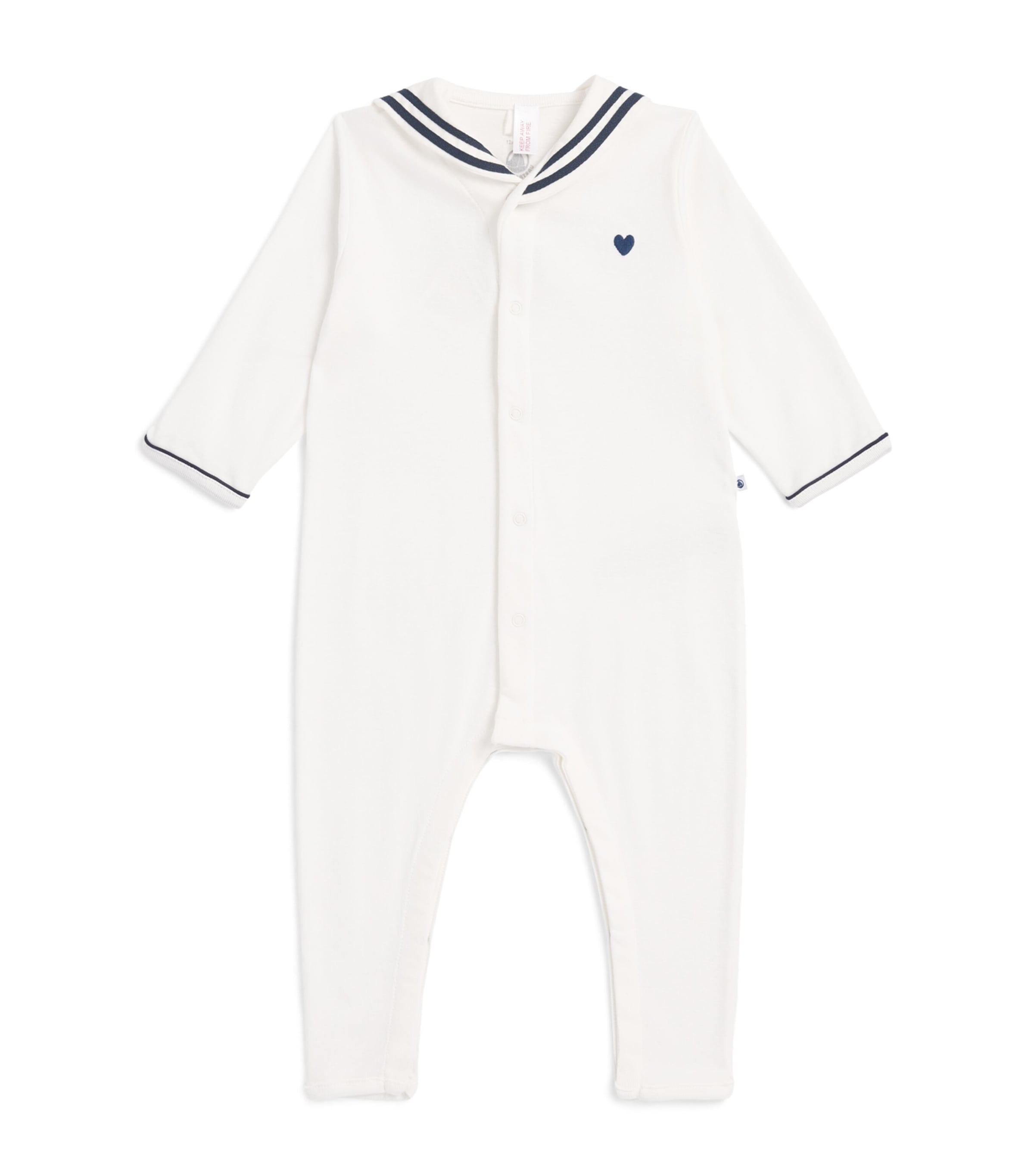 Petit Bateau Cotton Collared Playsuit (1-24 Months) Marshmallow
