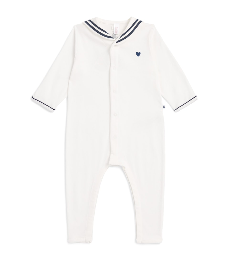 Petit Bateau Cotton Collared Playsuit (1-24 Months) Marshmallow
