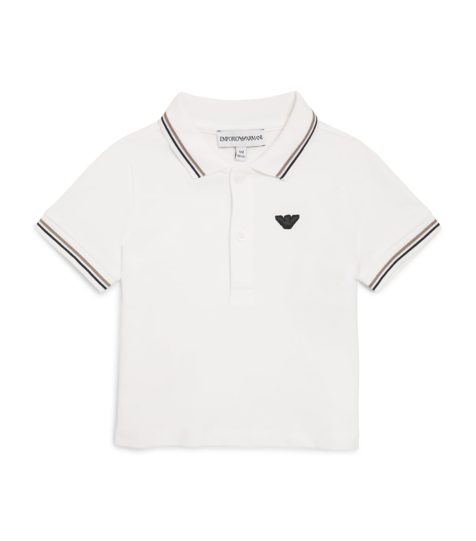 Emporio Armani Kids Stretch-Cotton Logo Polo Shirt (6-36 Months) Off White