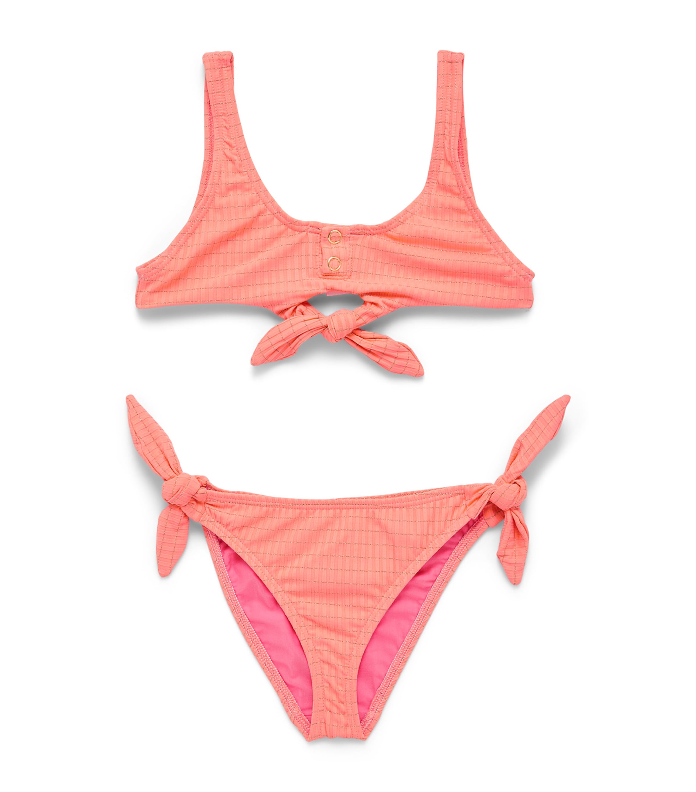 Lison Paris Metallic Calypso Bikini (6-14 Years) Neon Coral