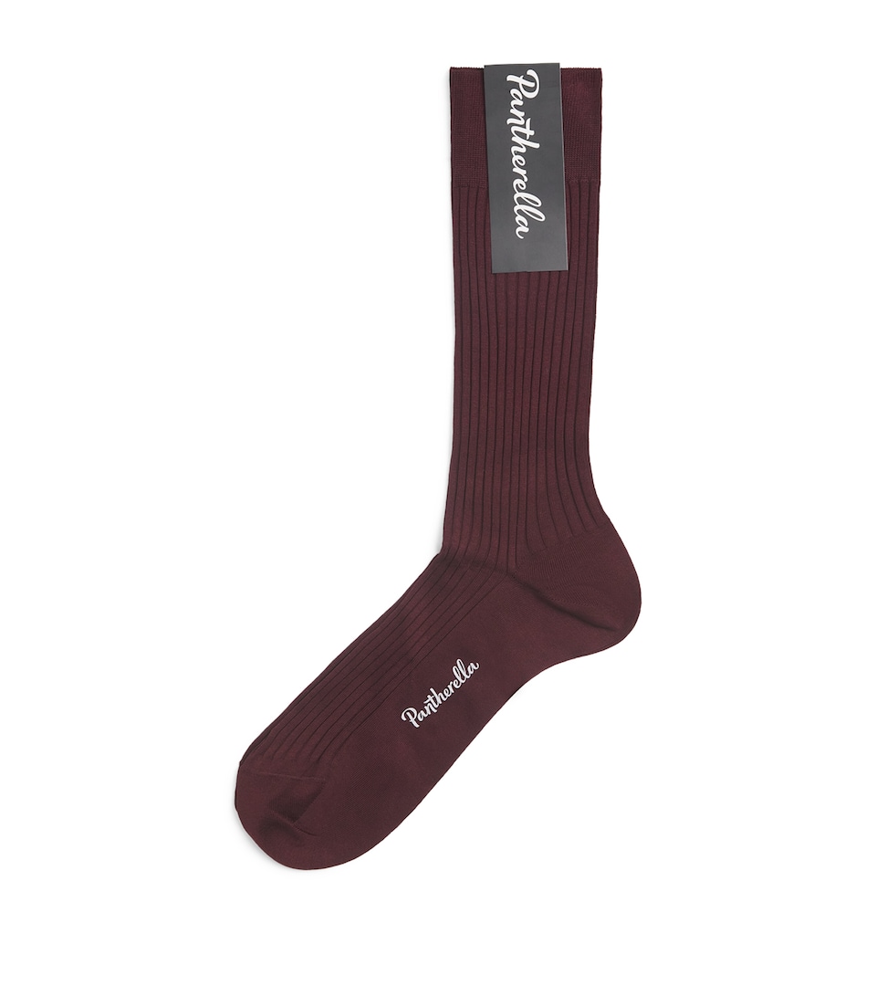 Pantherella Mens Ribbed Danvers Socks Burgundy