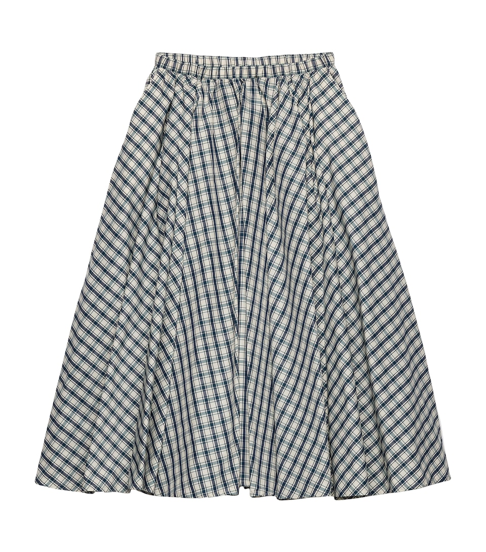 Prada Womens Chambray Check Midi Skirt