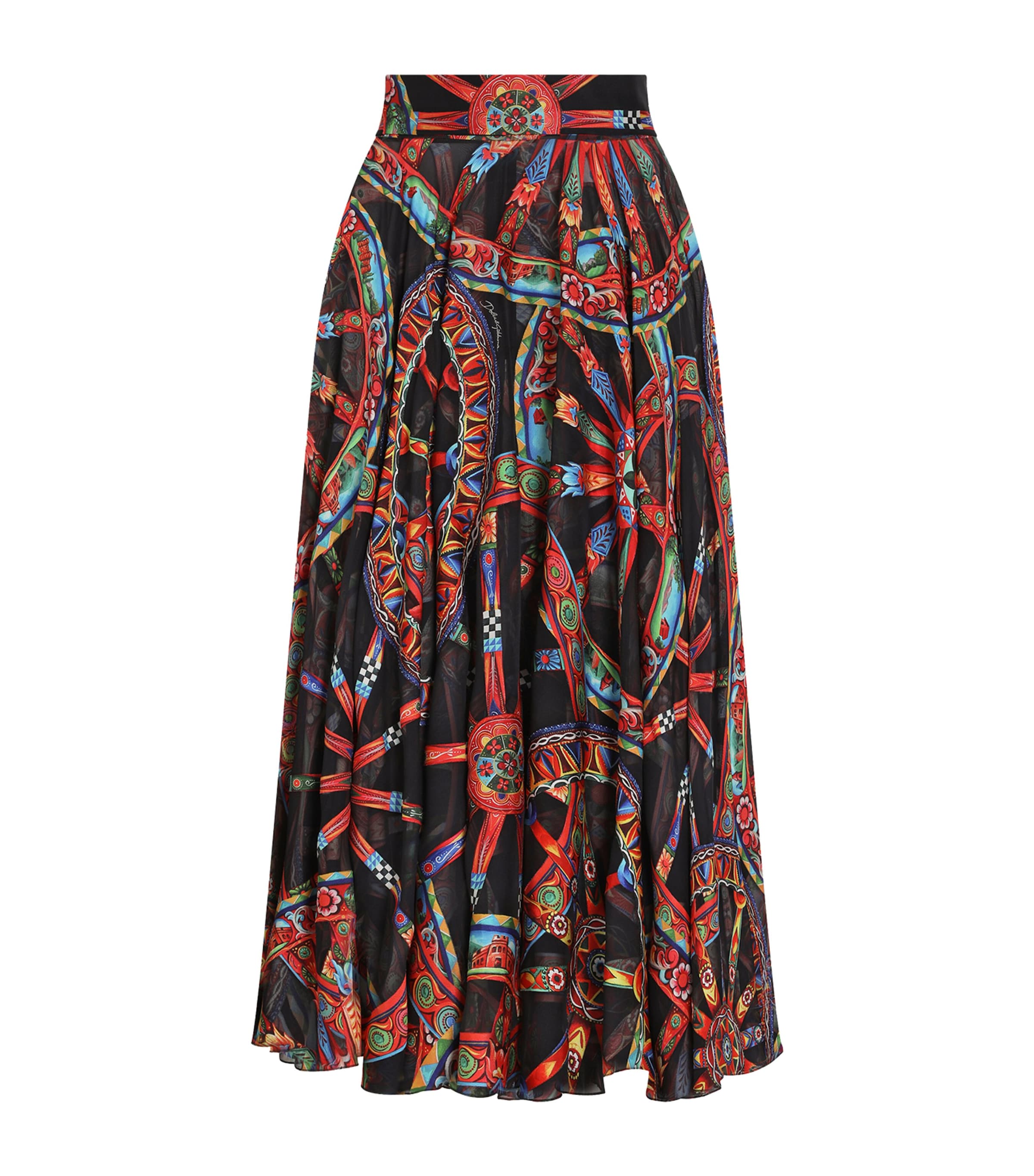 Dolce&Gabbana Womens Twill Carretto Midi Skirt Ruote Carret