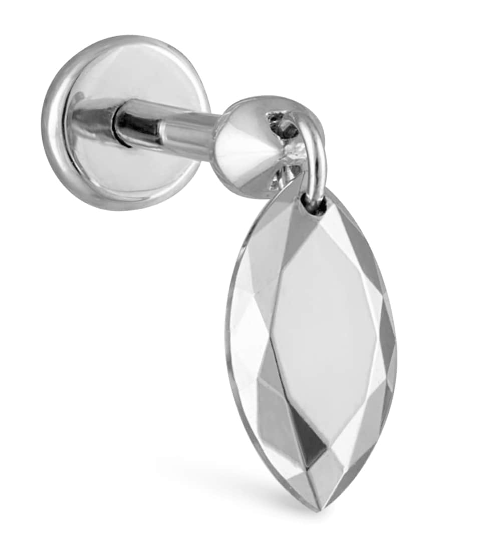 Maria Tash Faceted Marquise Threaded Charm Single Earring (6.5mm) White Gold