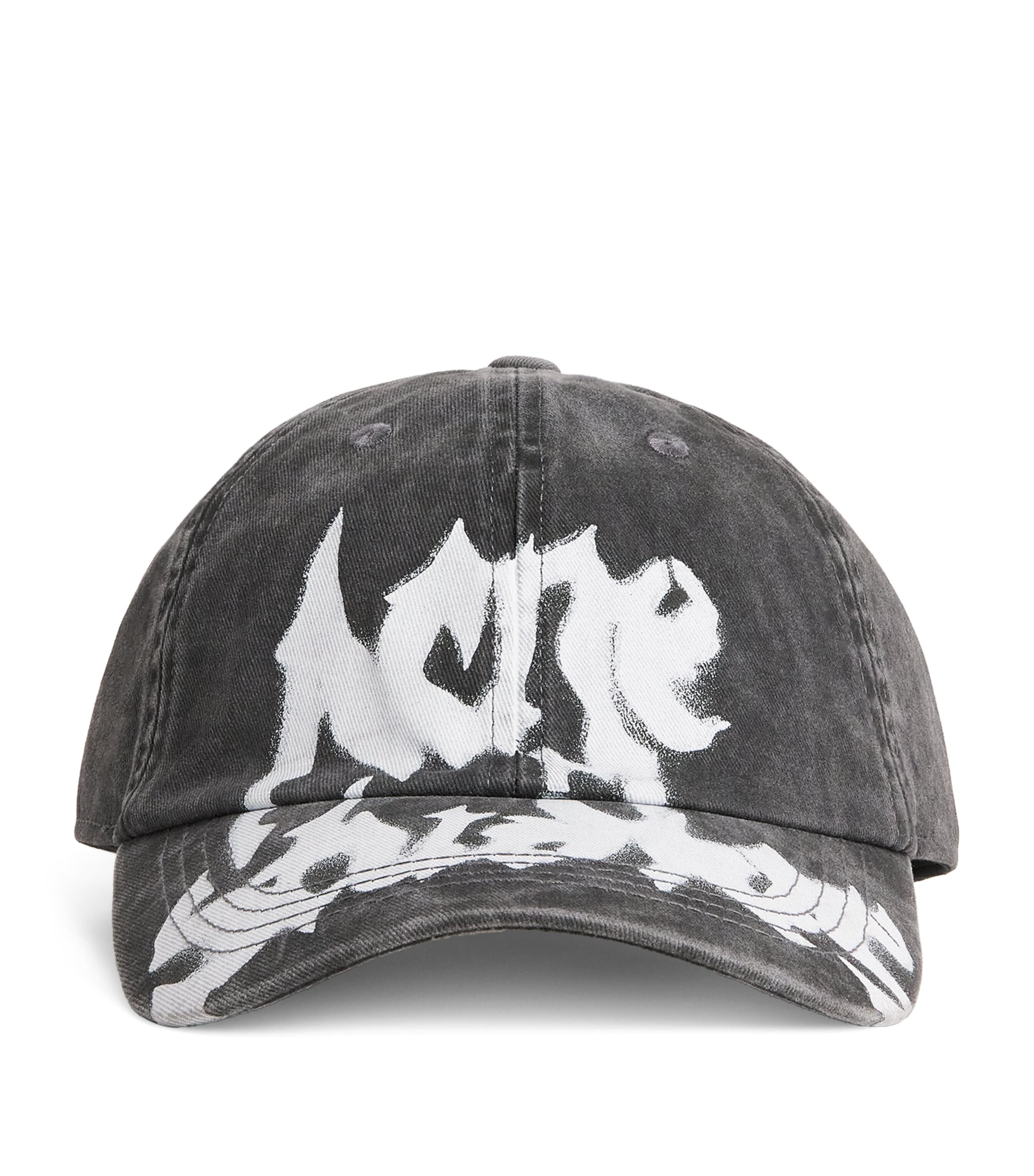 Acne Studios Graffiti Logo Baseball Cap Faded Black