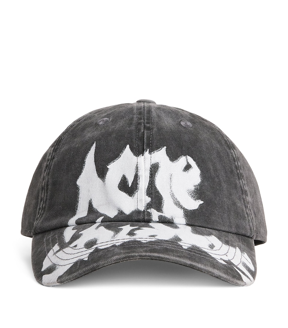 Acne Studios Graffiti Logo Baseball Cap Faded Black
