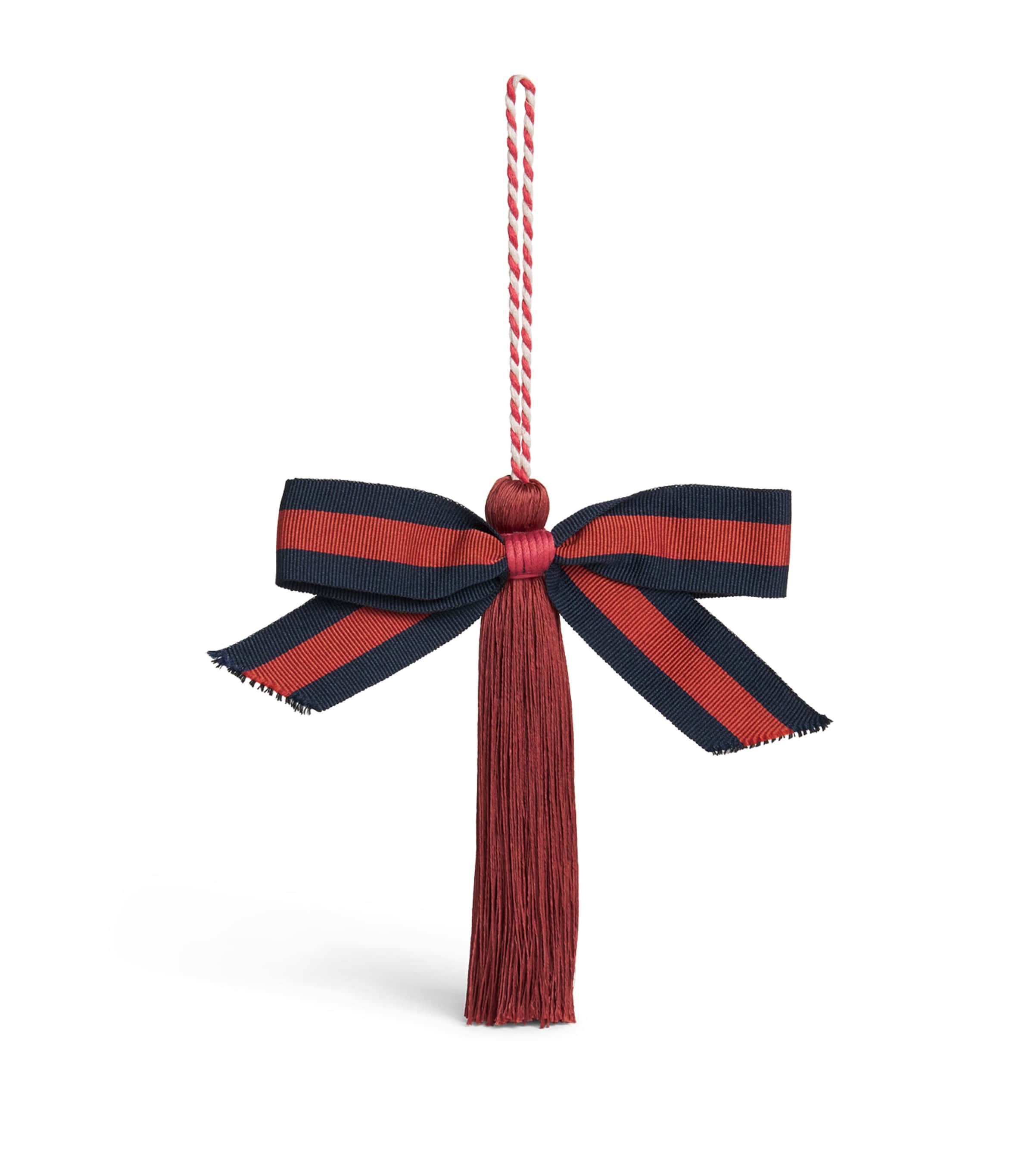 Jessica Light Bow and Tassel Tree Decoration Dark Red/navy