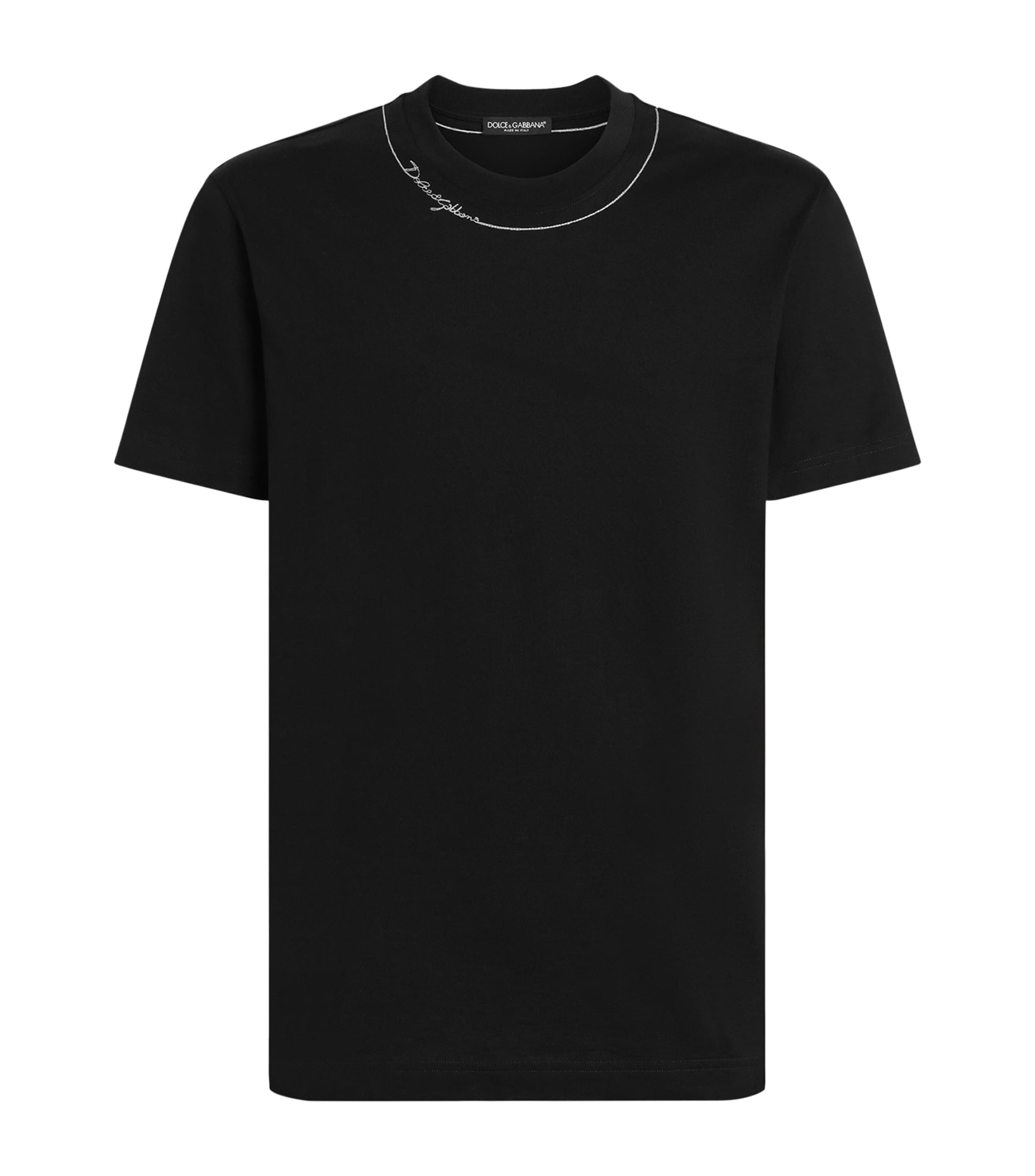 Dolce&Gabbana Mens Cotton Embroidered Logo T-Shirt Black