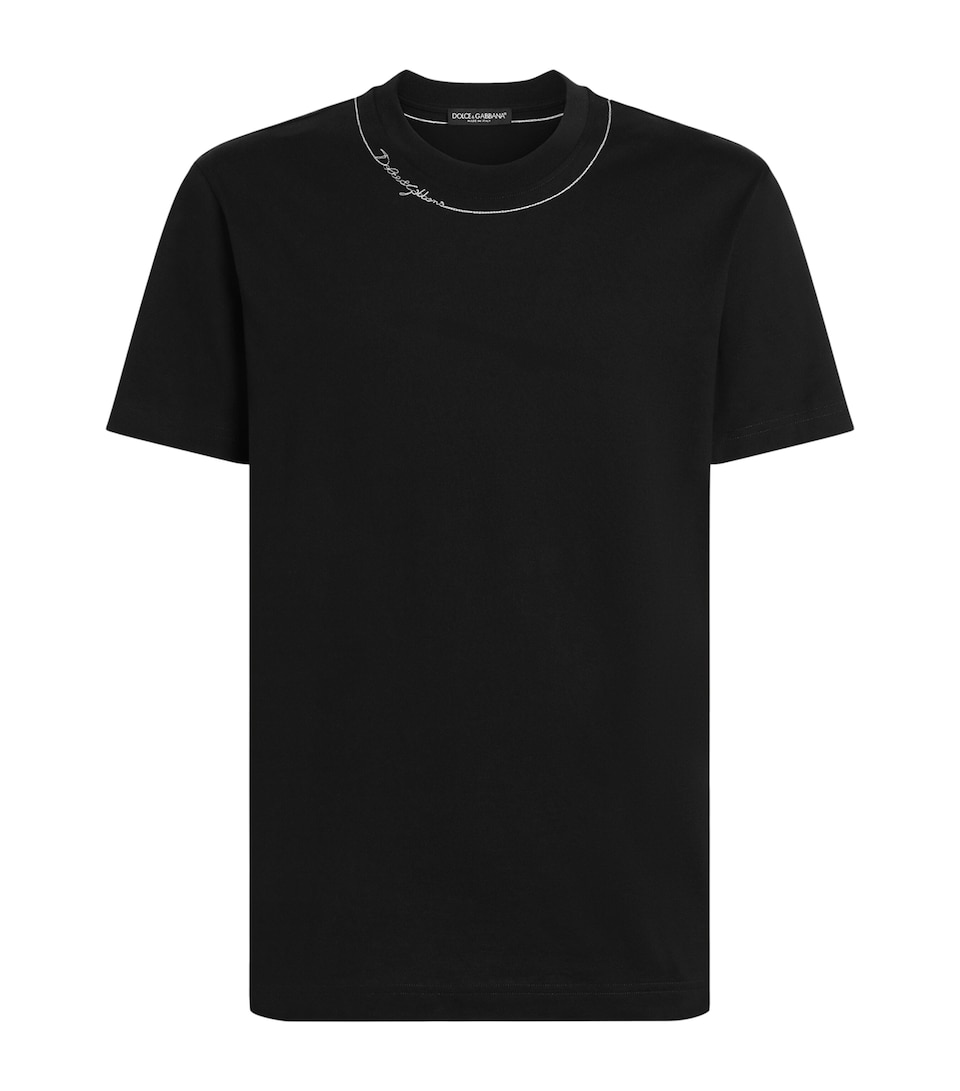 Dolce&Gabbana Mens Cotton Embroidered Logo T-Shirt Black