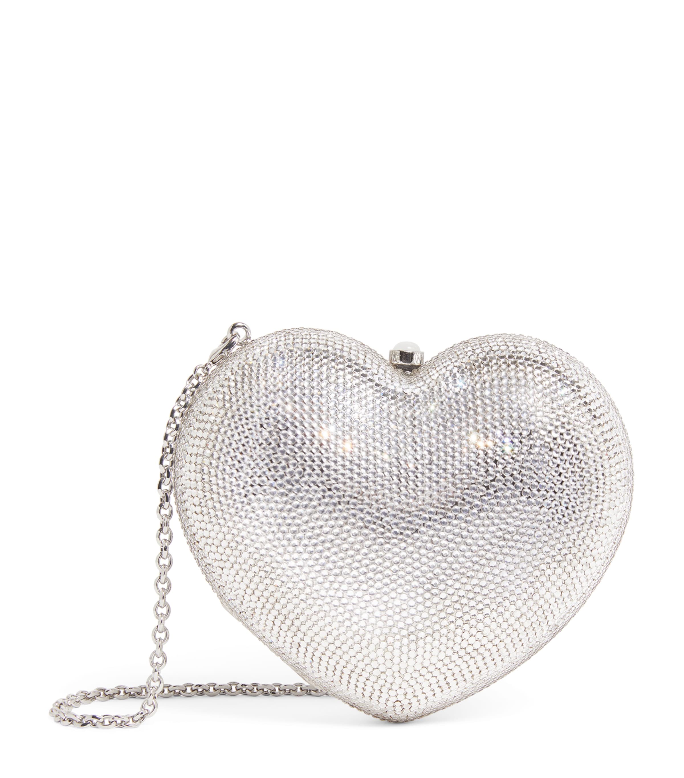 Judith Leiber L'Amour Petit Cœur Clutch Bag Srhin Silver Rhine