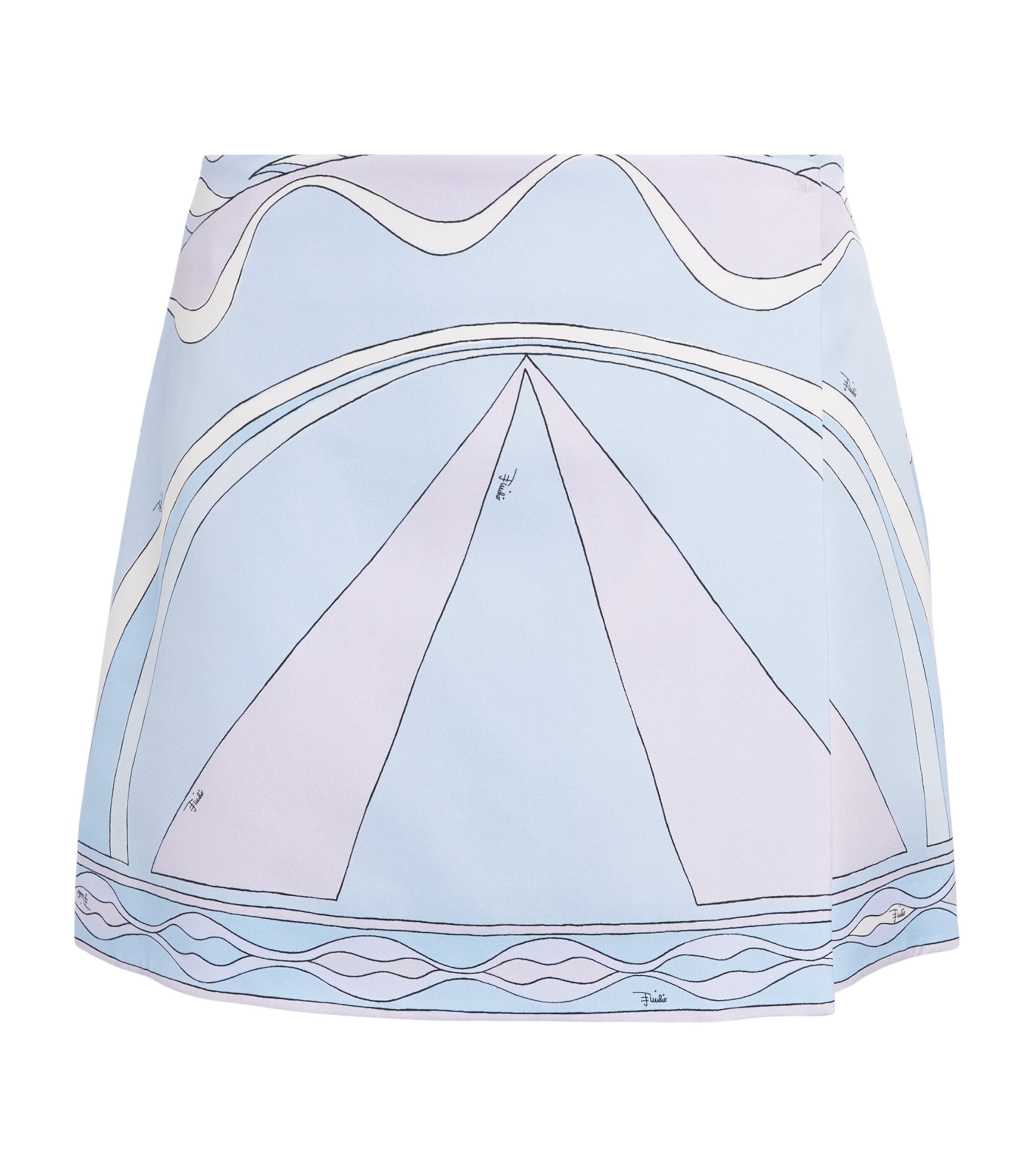 PUCCI Womens Silk Dune Print Mini Skirt Light Blue