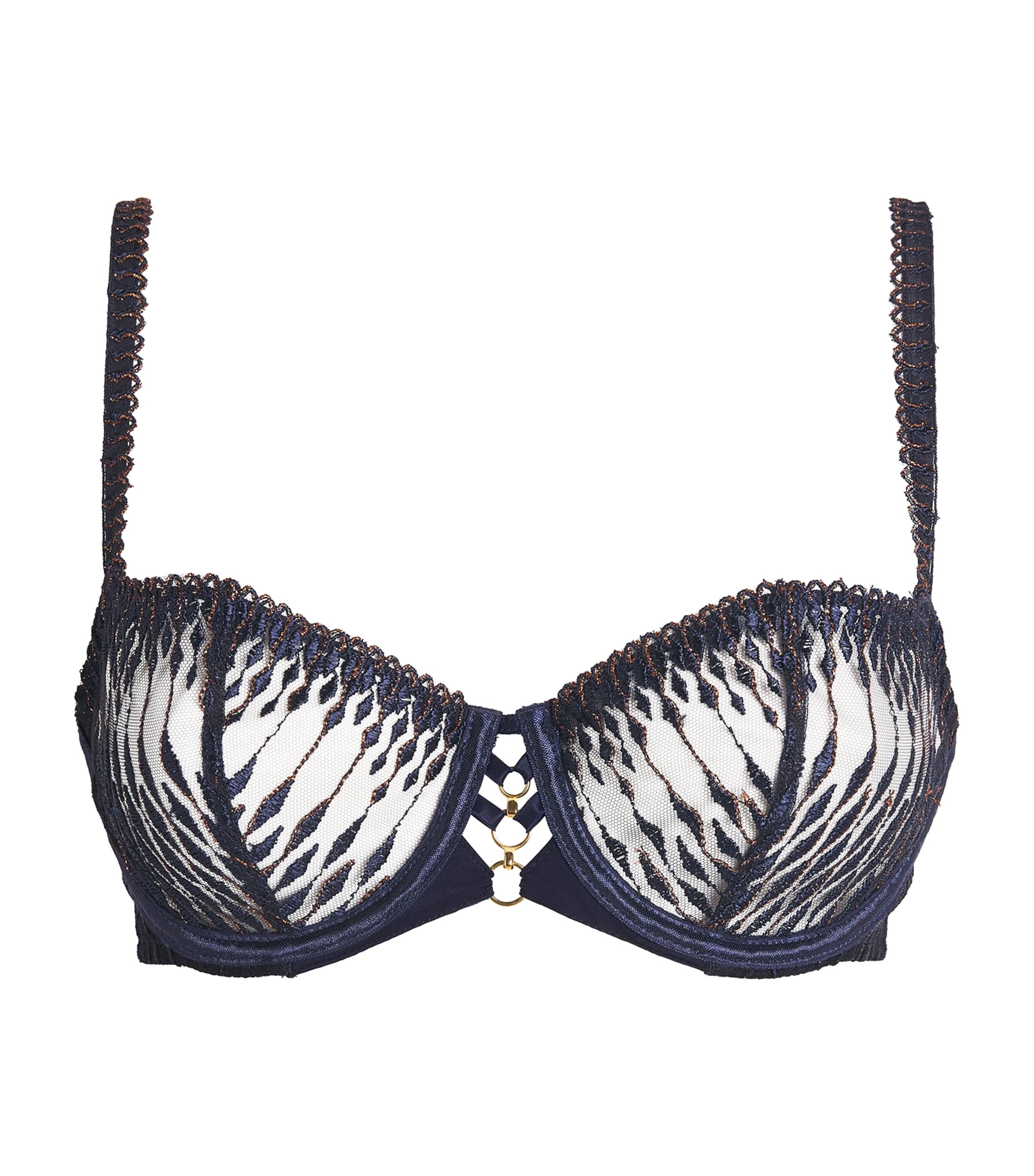 Aubade Womens Embroidered Voodoo Kiss Half-Cup Bra Blue Moon
