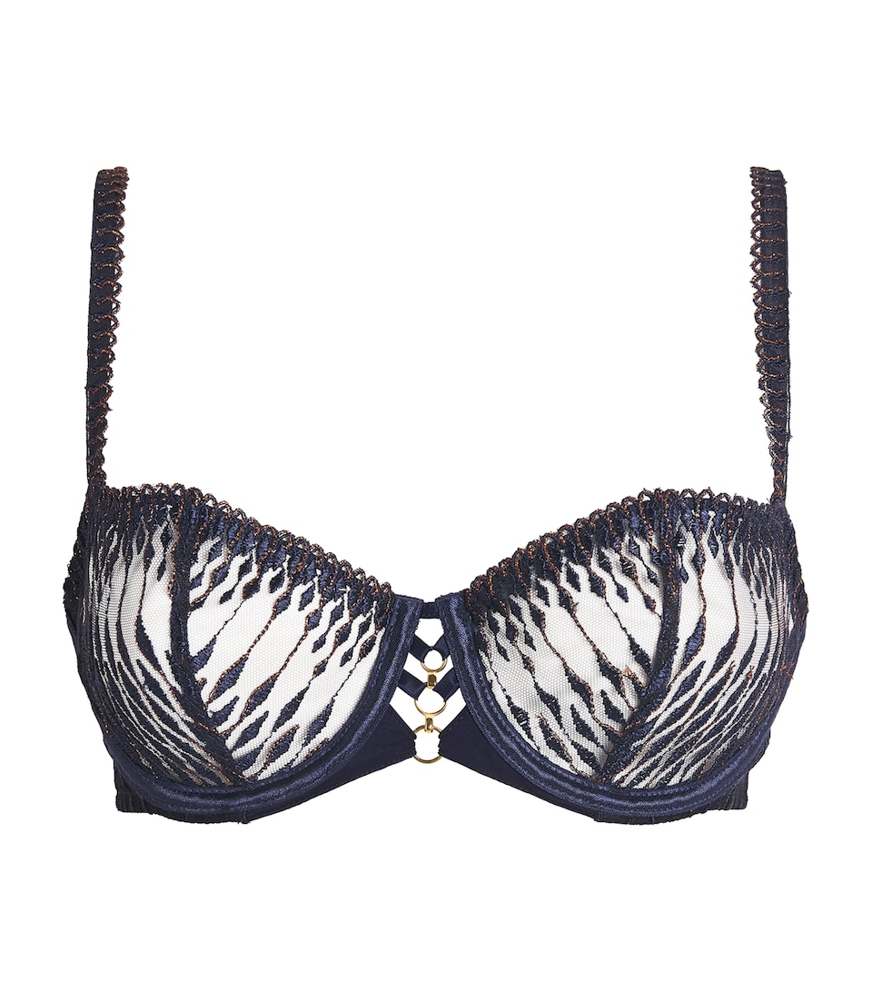 Aubade Womens Embroidered Voodoo Kiss Half-Cup Bra Blue Moon