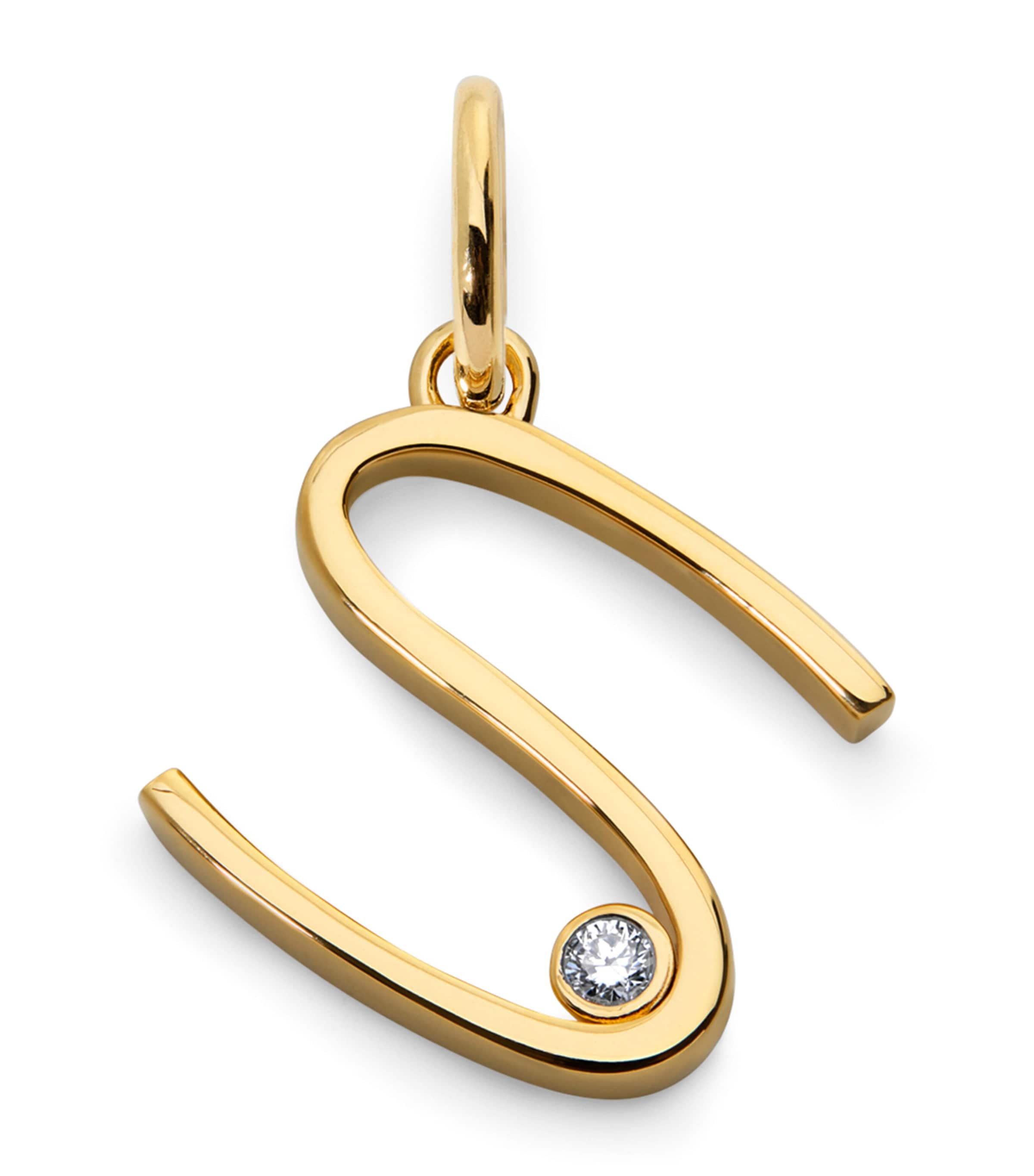 Monica Vinader Gold Vermeil and Diamond S Initial Pendant Gold/diamond