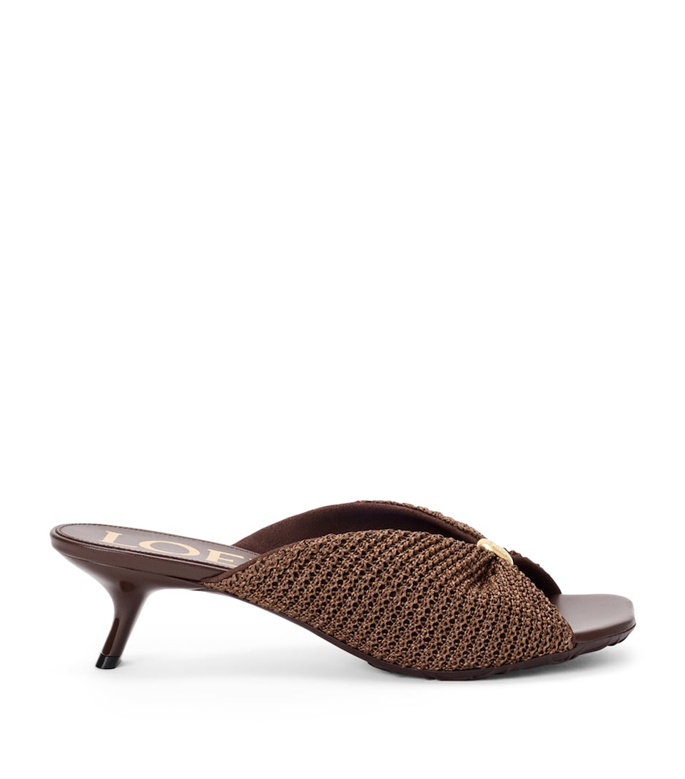 LOEWE x Paula's Ibiza Woven Pebble Heeled Sandals 45 Dark Brown