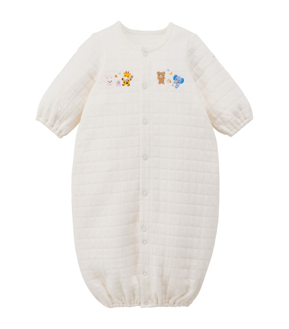 Miki House Animal Embroidered Playsuit (1 Month)